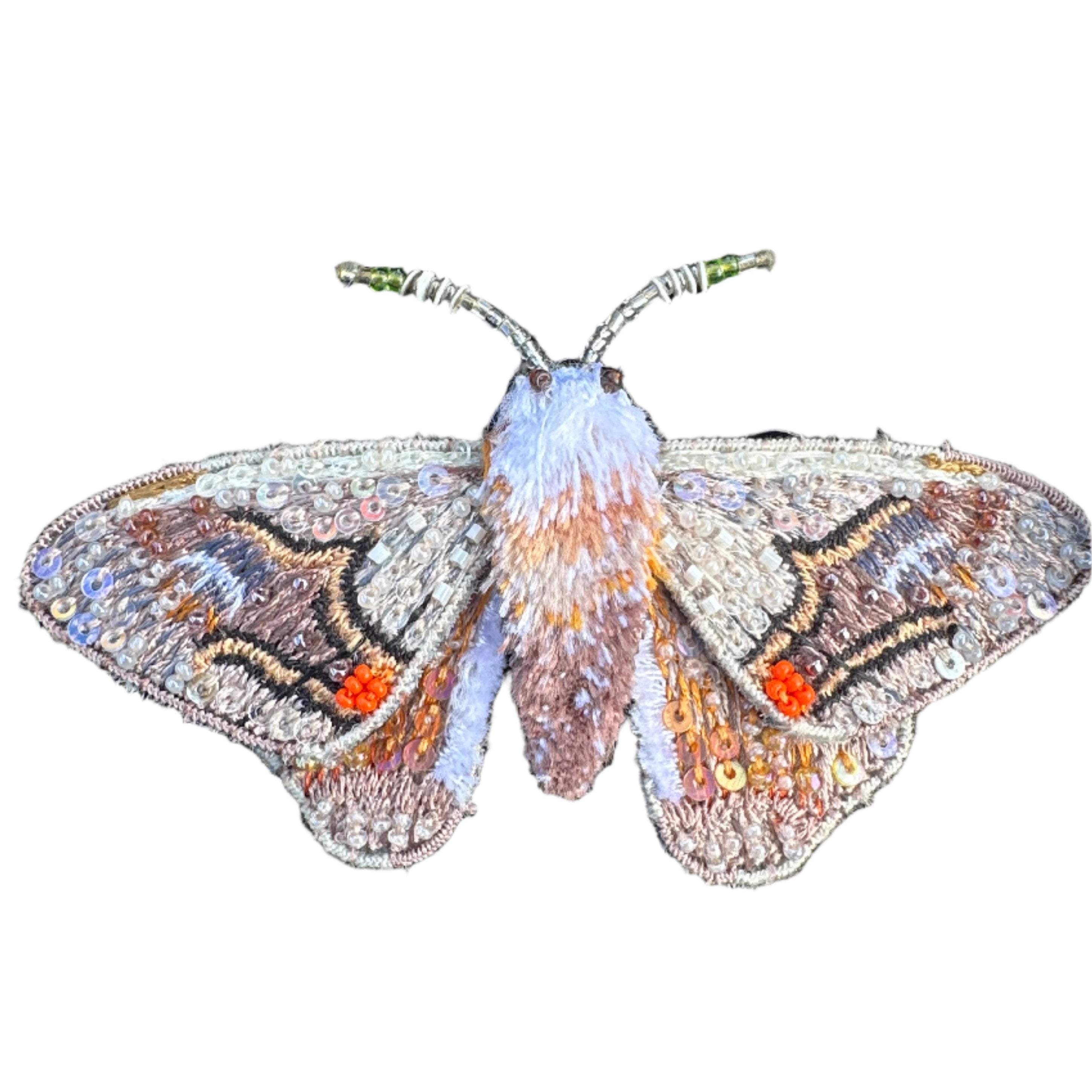 Embroidered Brooch - Drepanid Moth India