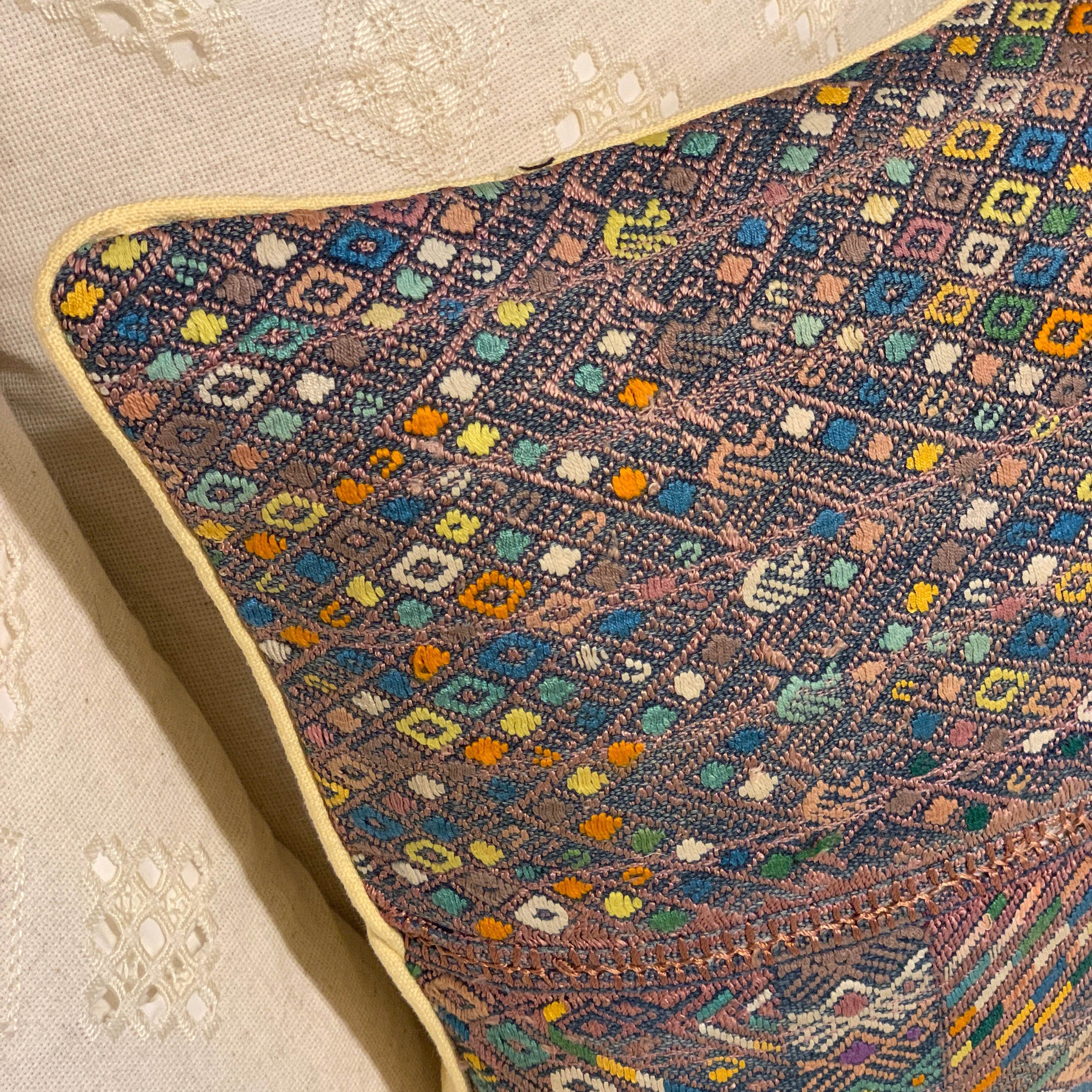 Handwoven and Embroidered Pillow Guatemala (16x16)
