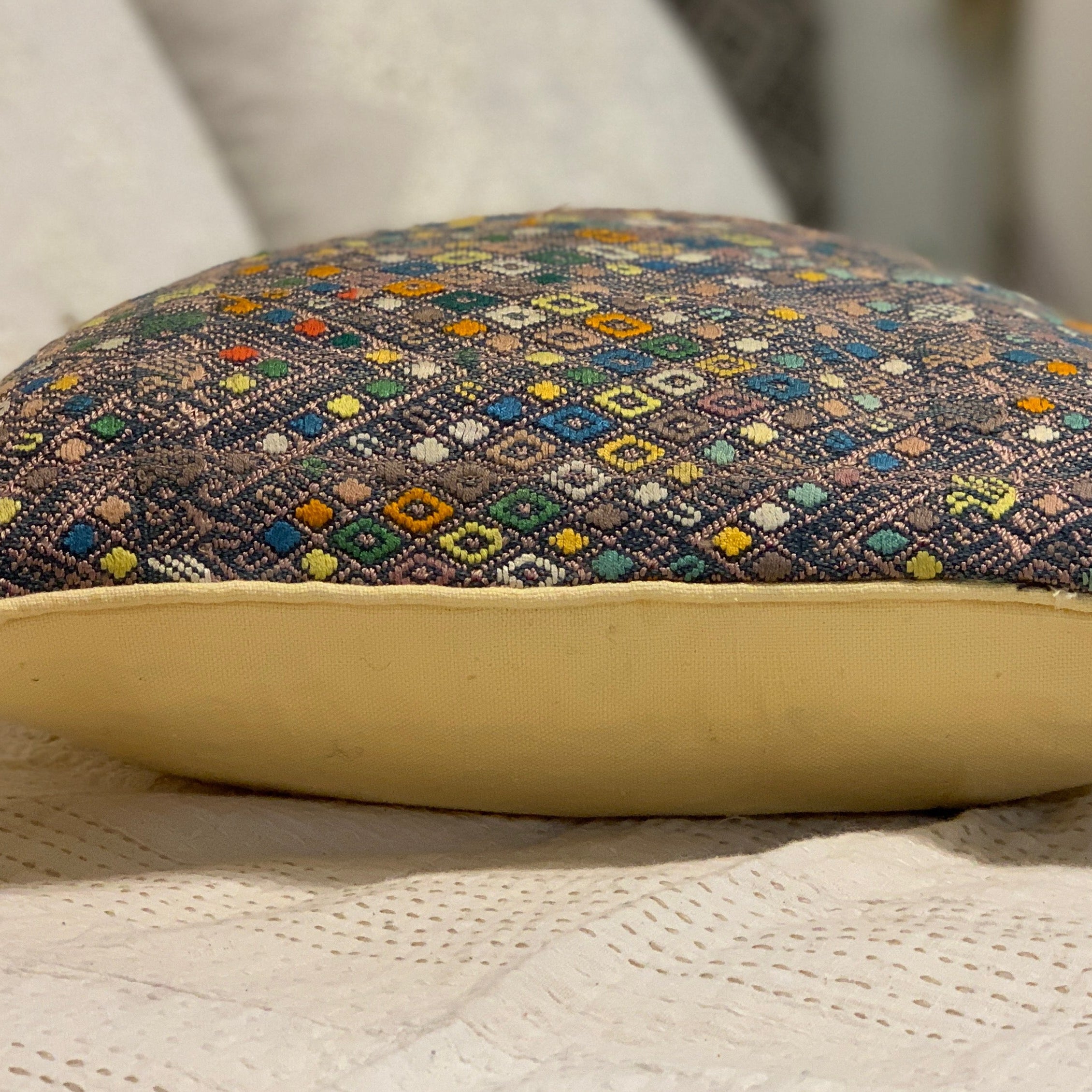 Handwoven and Embroidered Pillow Guatemala (16x16)