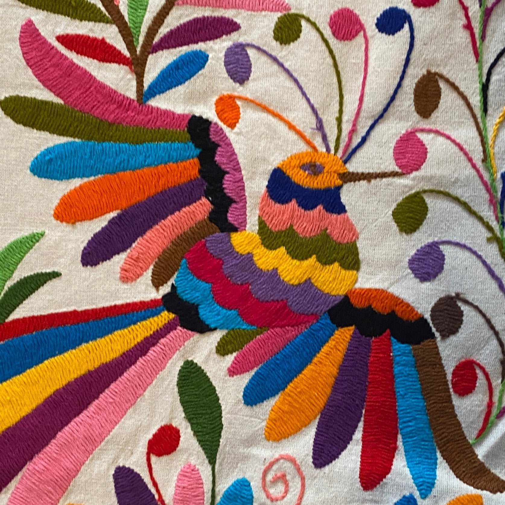 Otomi Hand Embroidered Colorful Table Runner Mexico