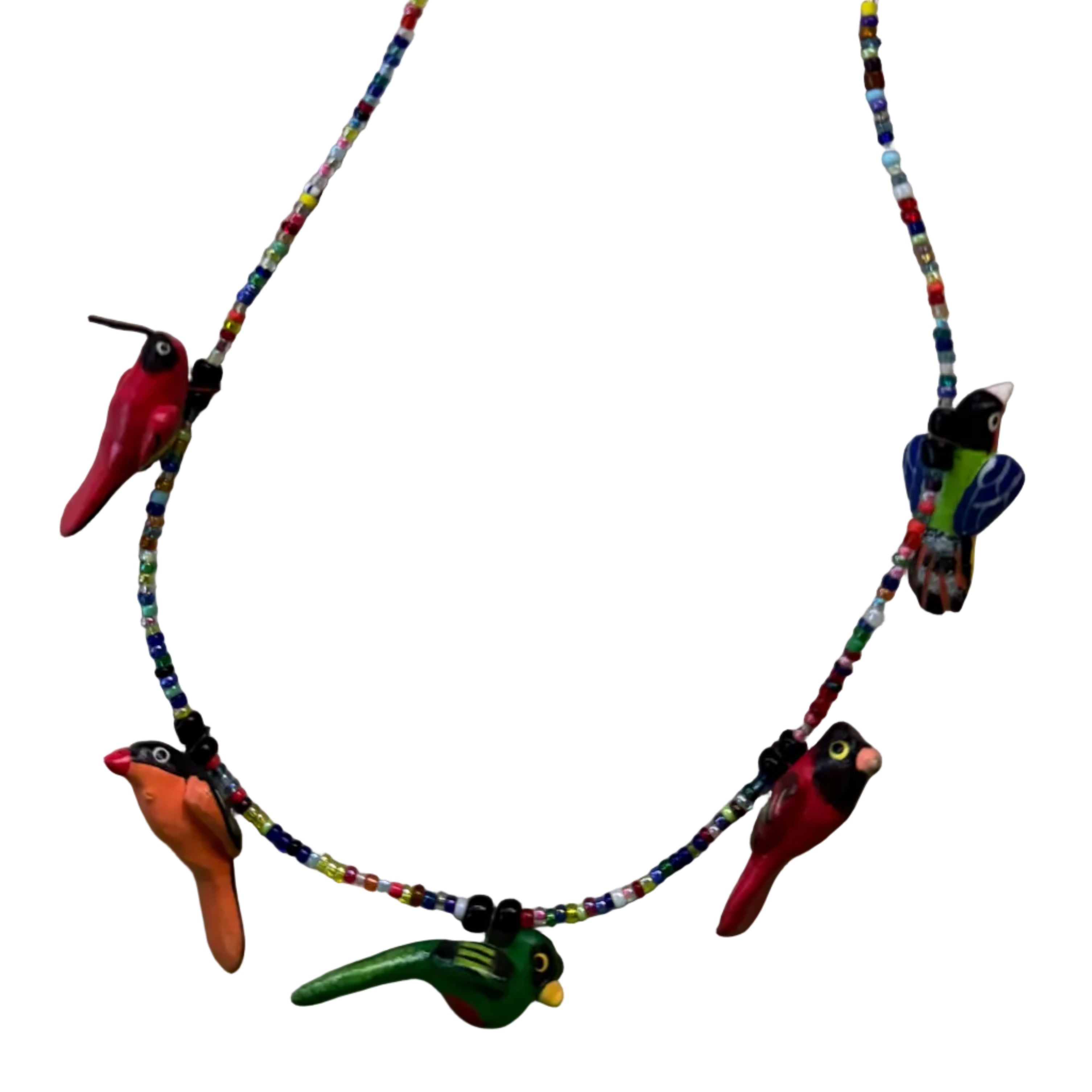 Beaded Ceramic Bird Necklace Mexico