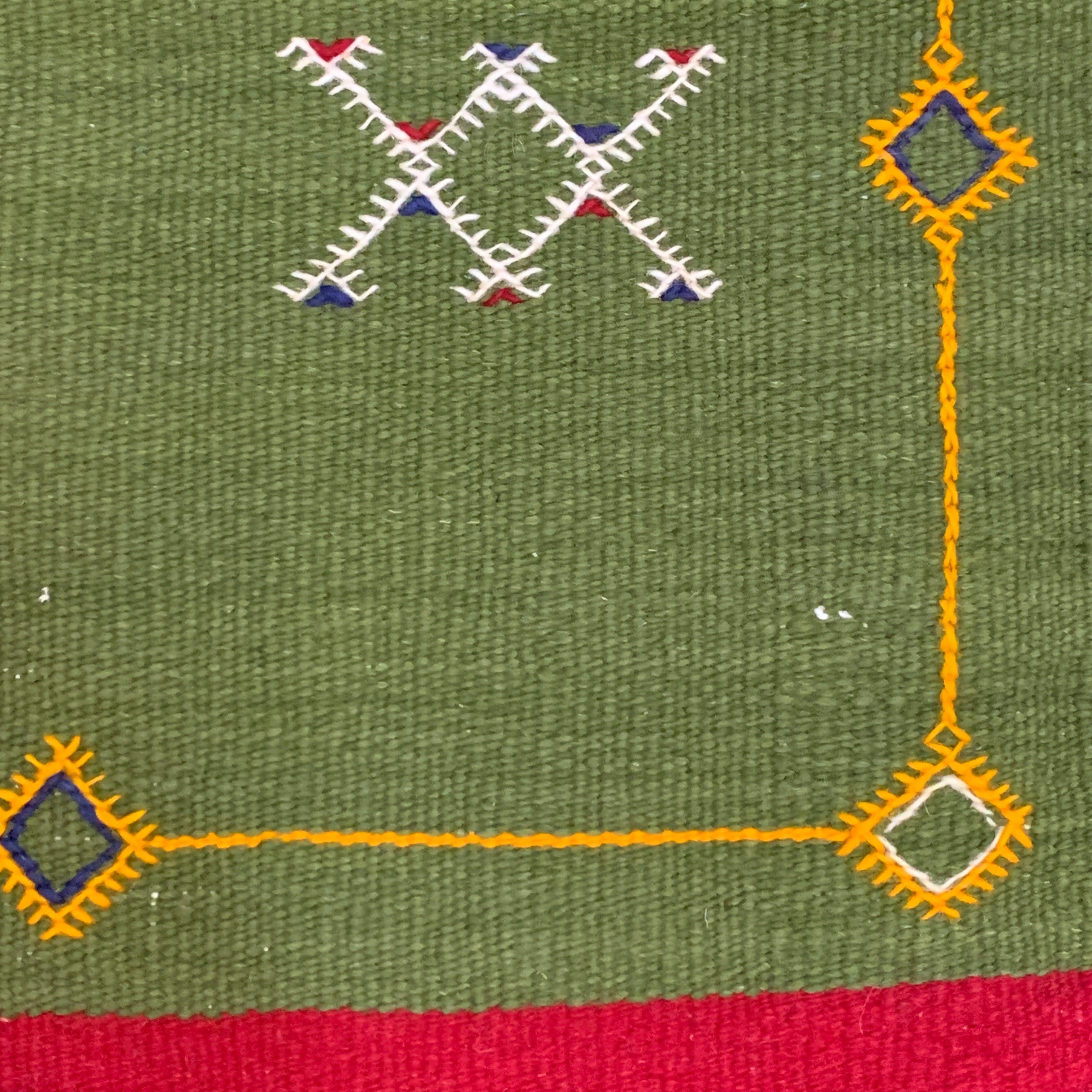Handwoven Small Akhnif Green Wool Rug