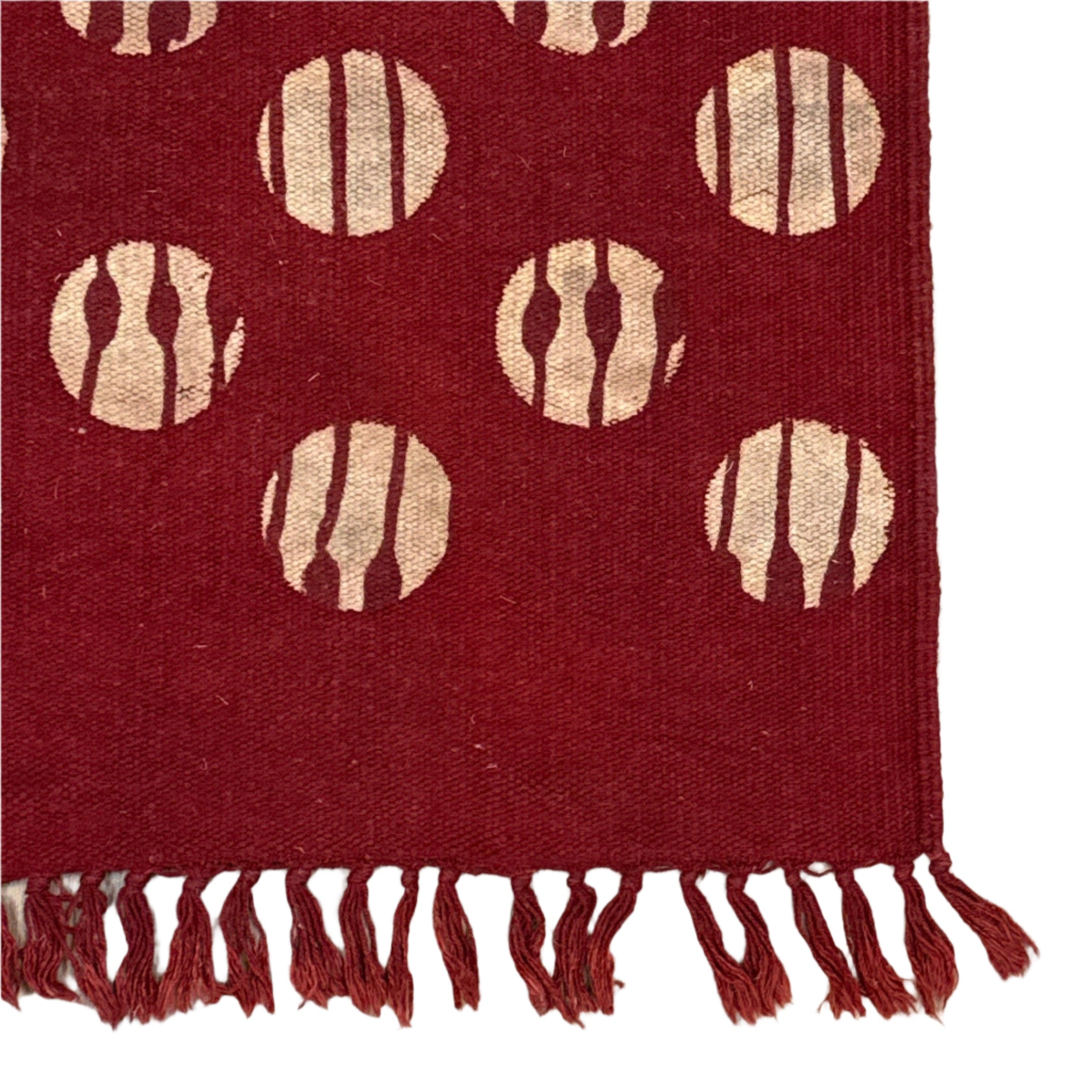 Handmade Block Printed Red Canvas Rug India 2.5x6