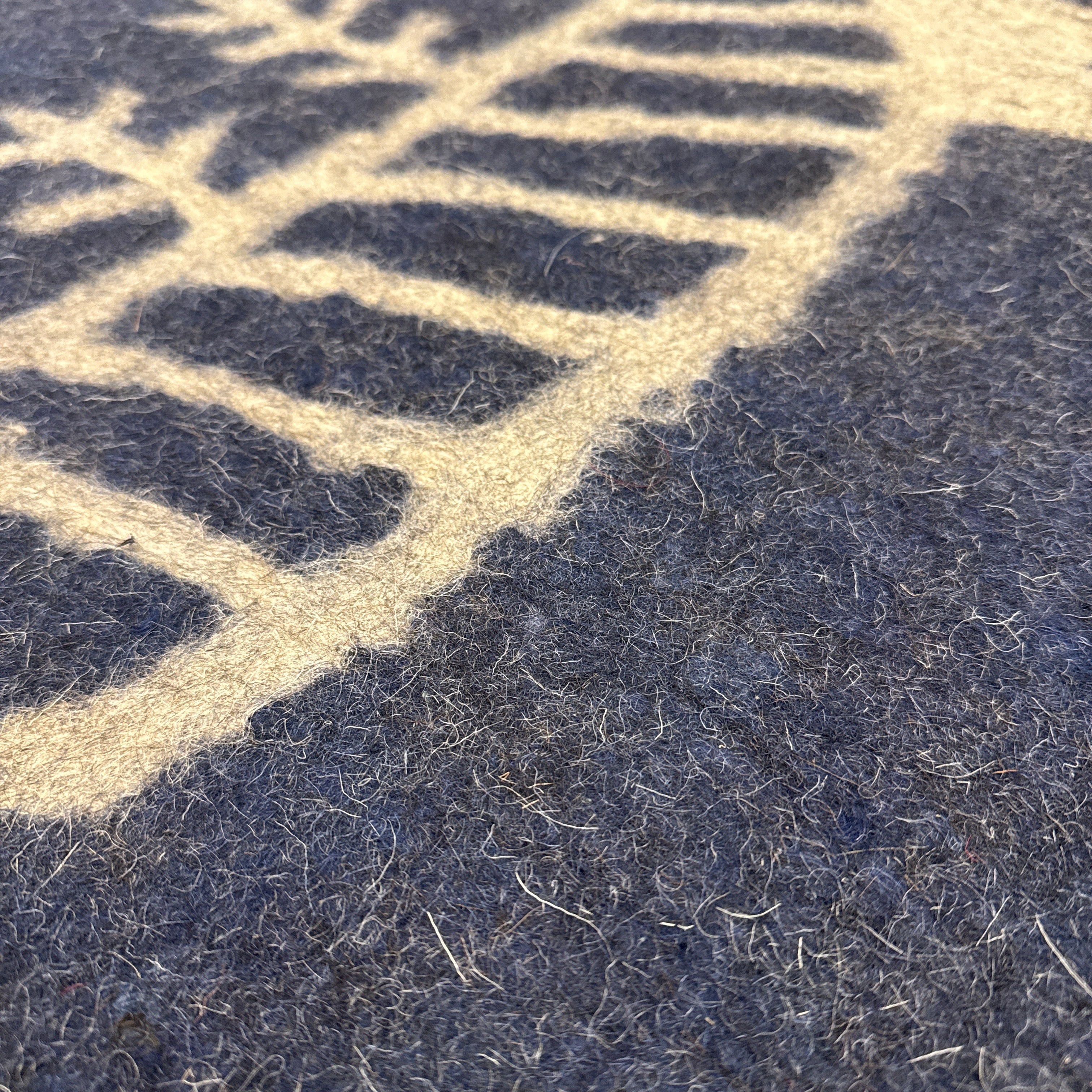 Handmade Wool Felt Blue Deer Rug Afghanistan (30x48)