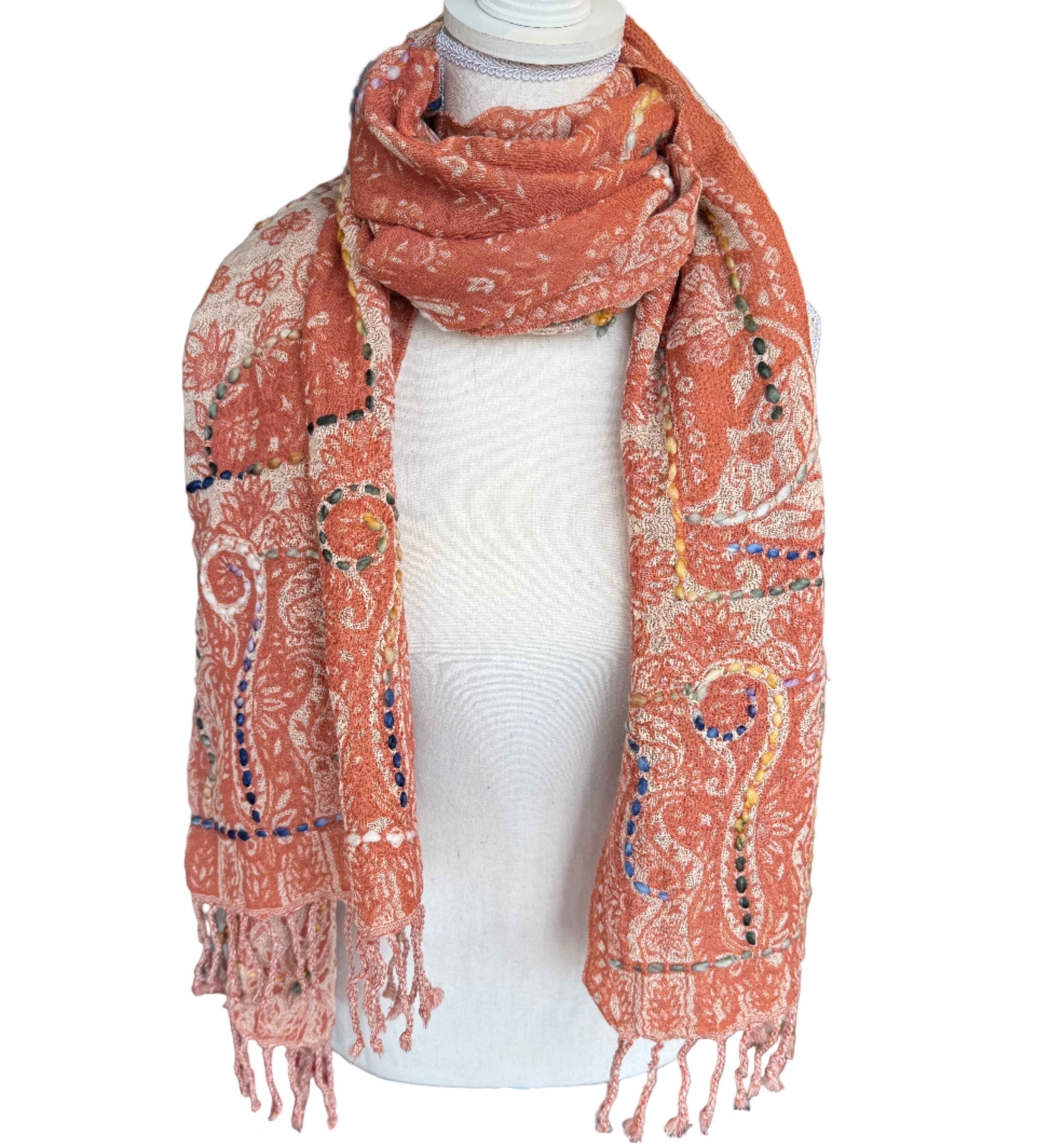 Woven & Hand Embroidered Pink Wool Shawl