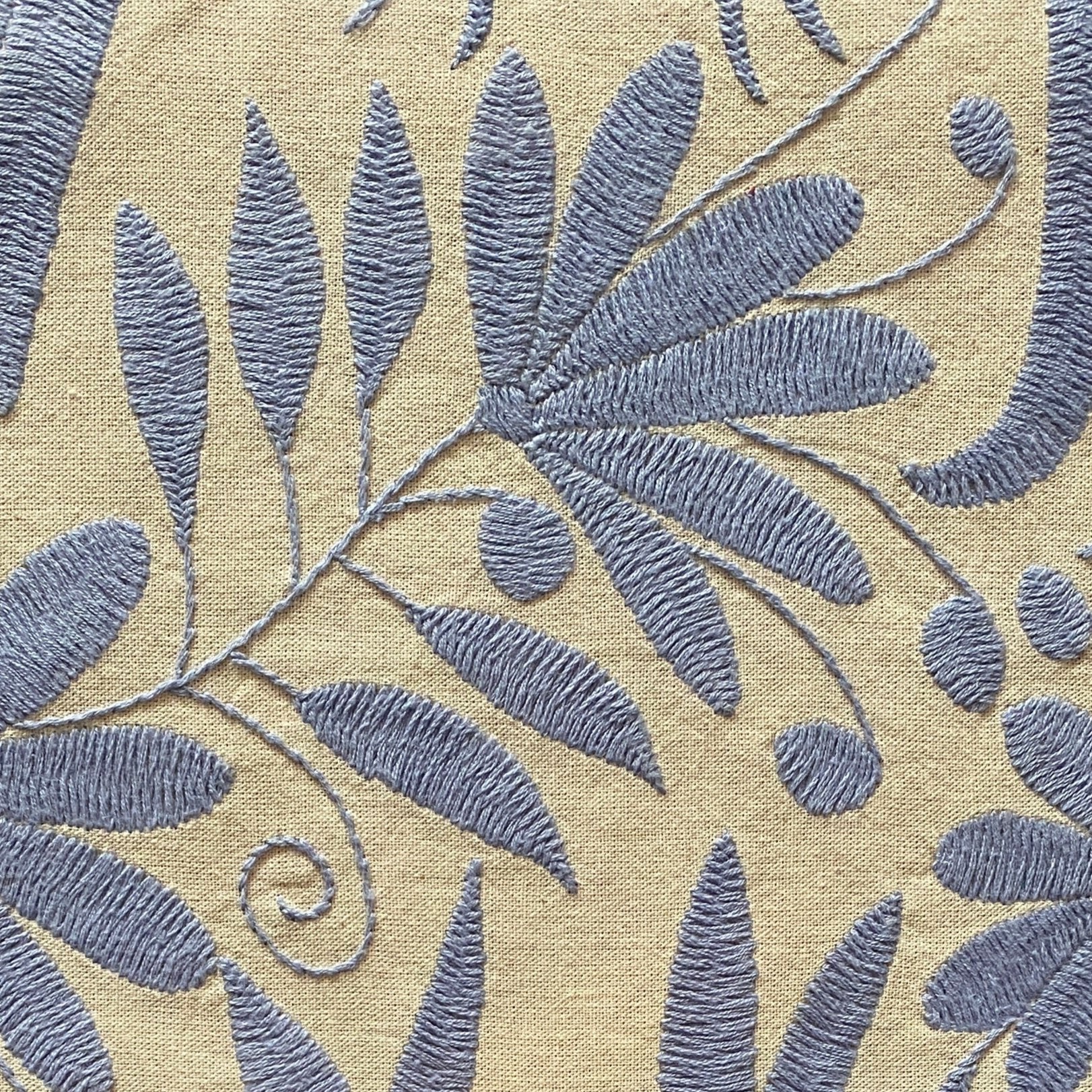 Otomi Hand Embroidered Light Periwinkle Table Runner Mexico