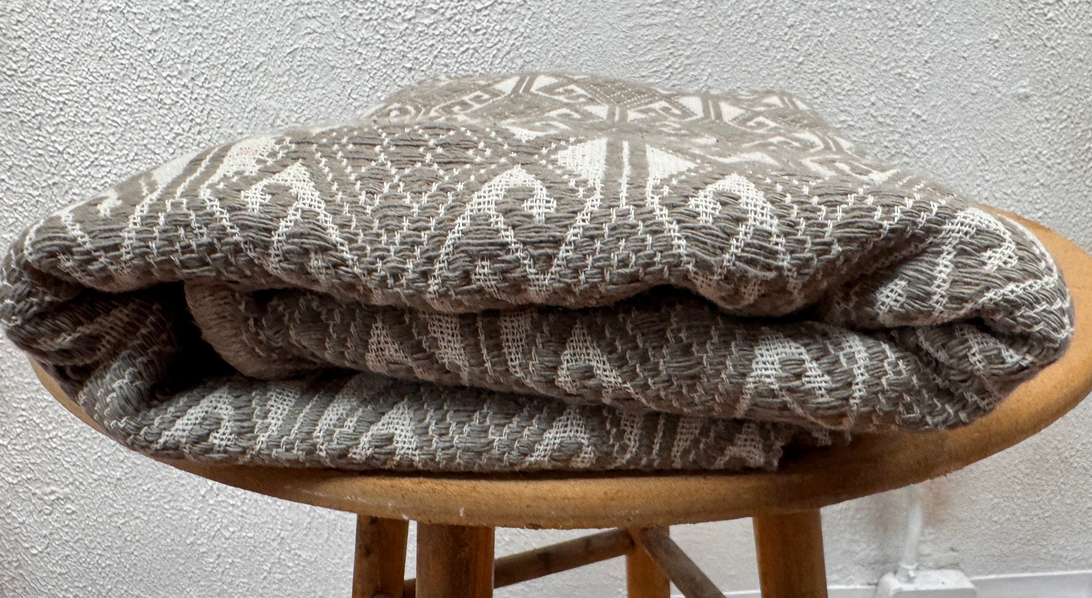 Handwoven Tai Lue Grey Throw Laos
