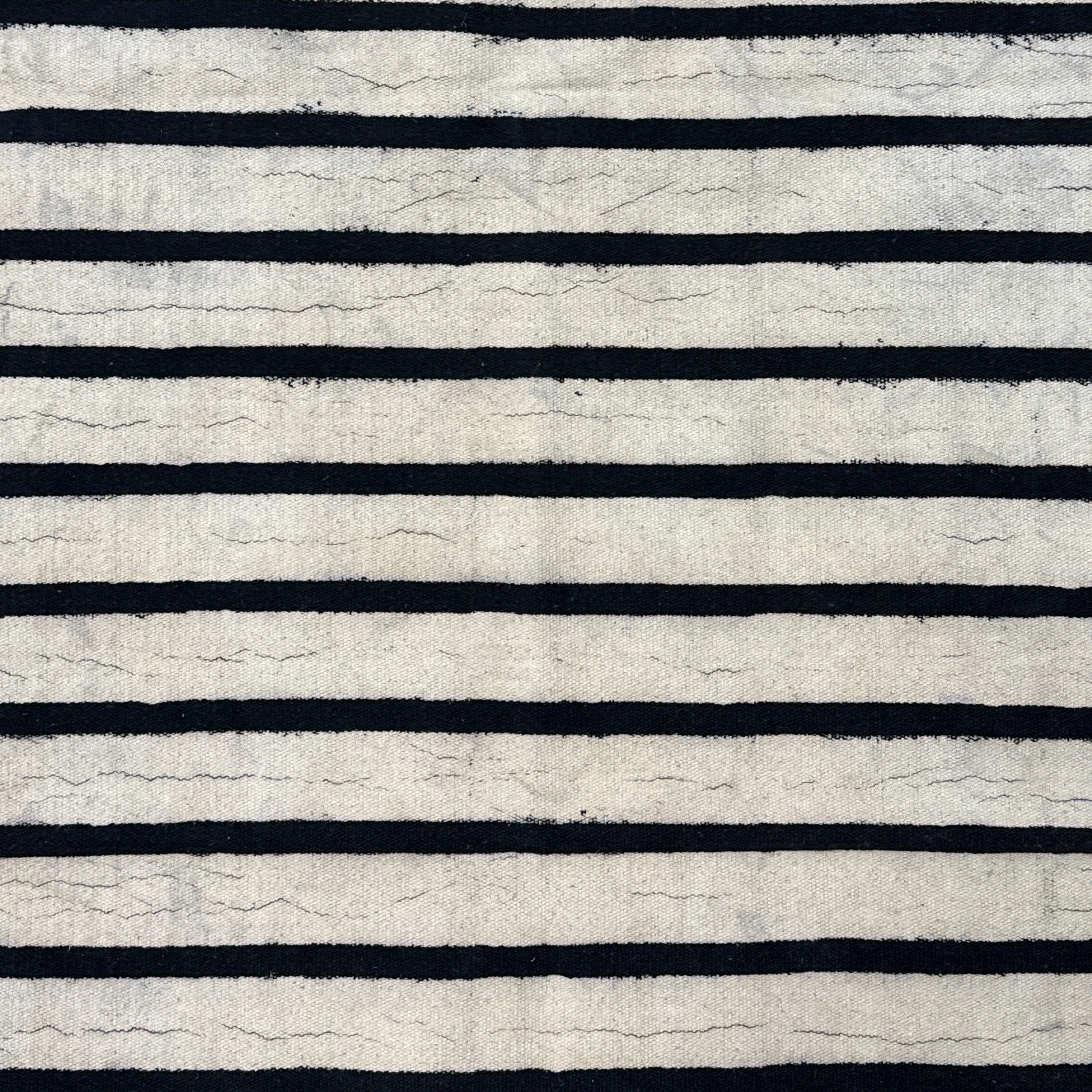 Handmade Block Printed Lines Canvas Rug India 2.5x6