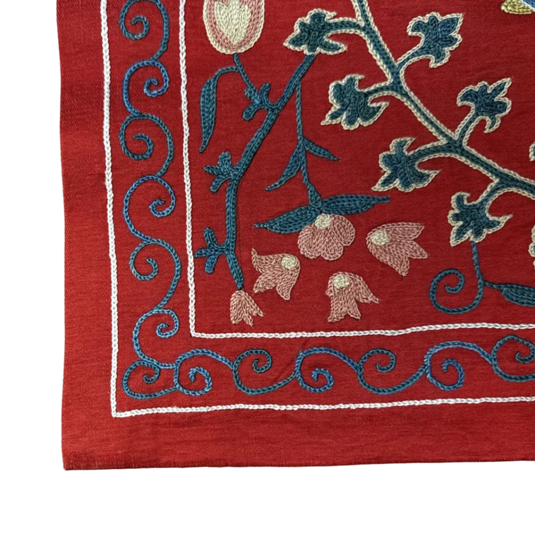 Silk Suzani Table Runner Uzbekistan (19x64)