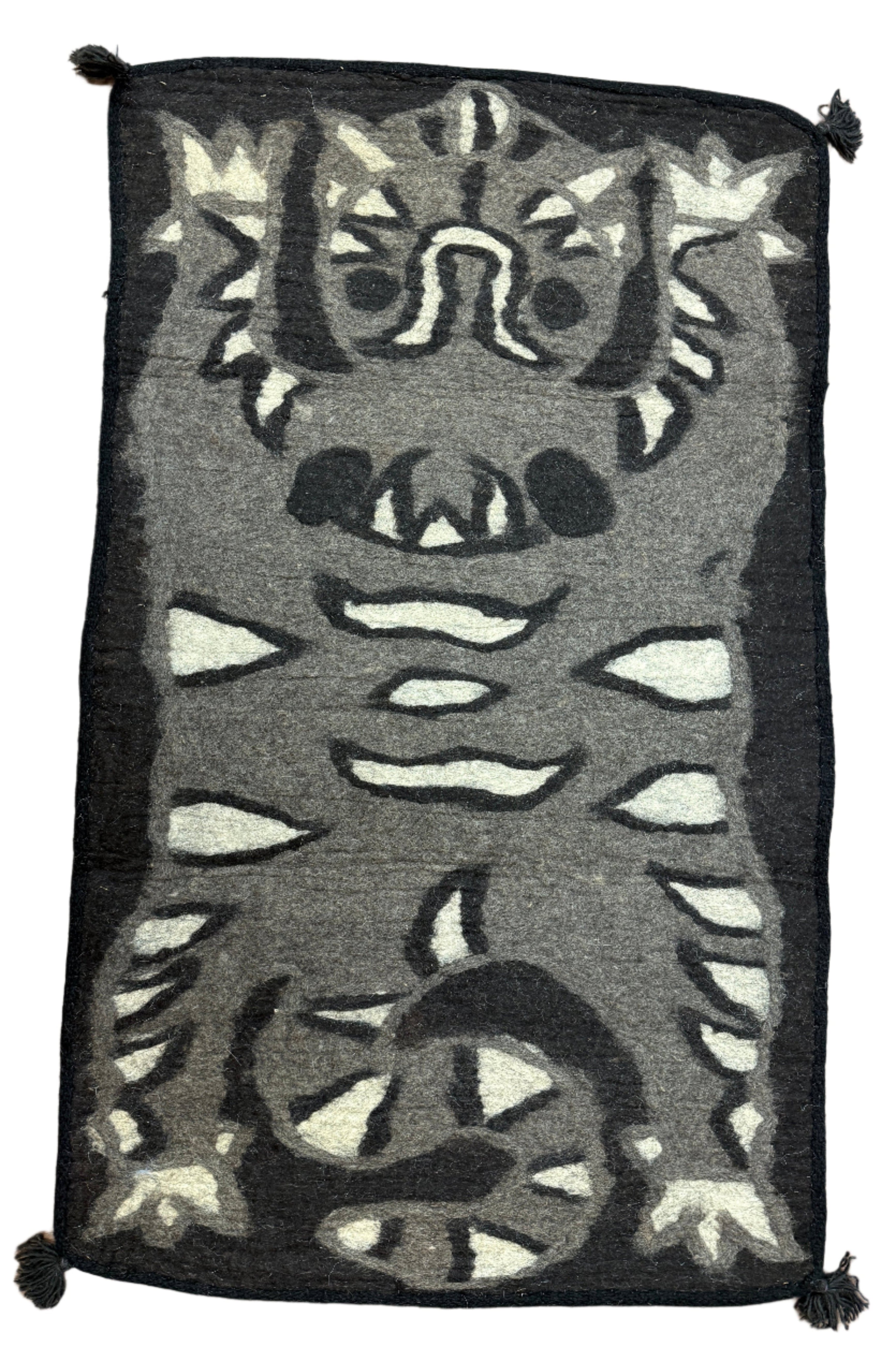 Handmade Wool Felt Grey Tiger Rug Afghanistan (30x48)