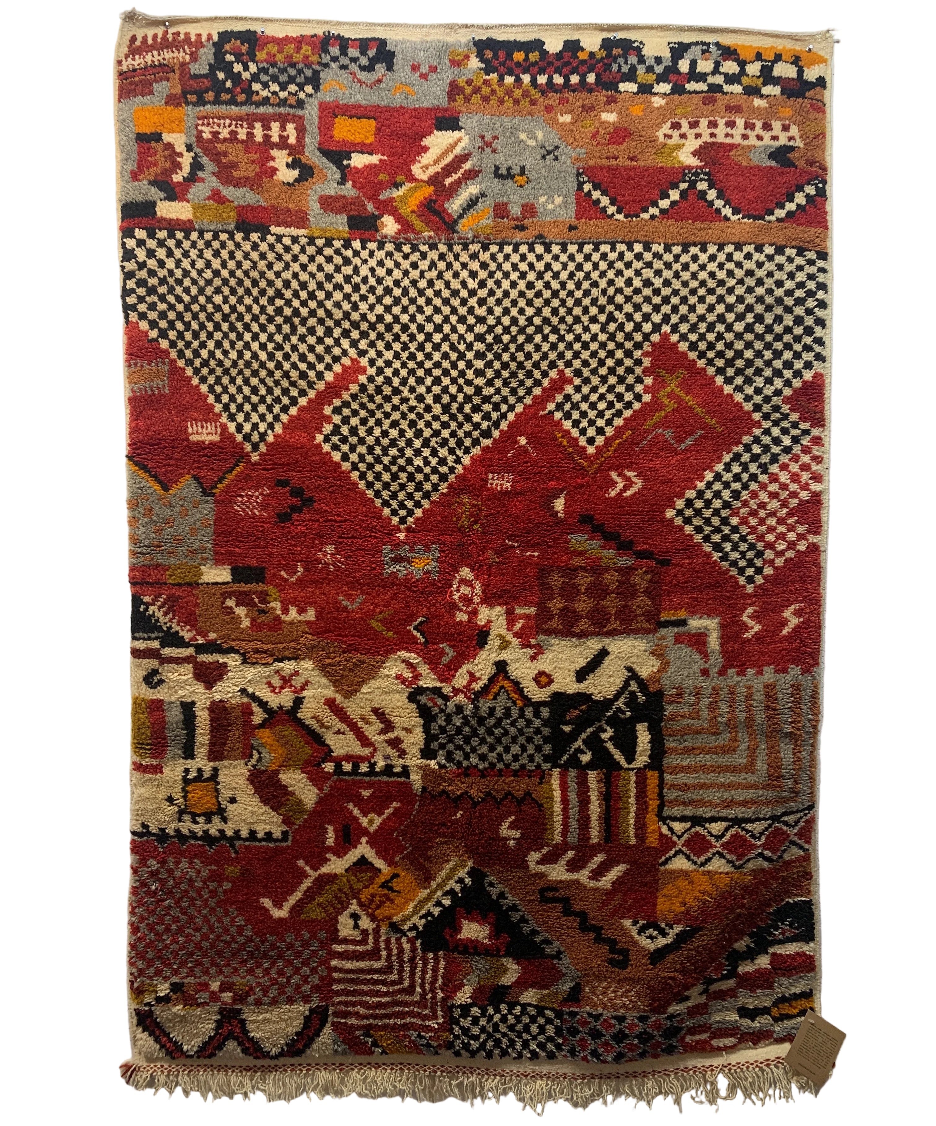 Handwoven Ibouli Knotted Red Wool Rug (4x6)