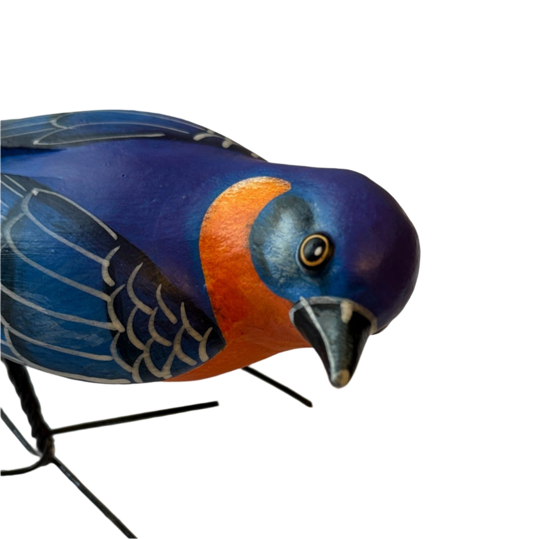 Eastern Bluebird Painted Ceramic Bird Guatemala