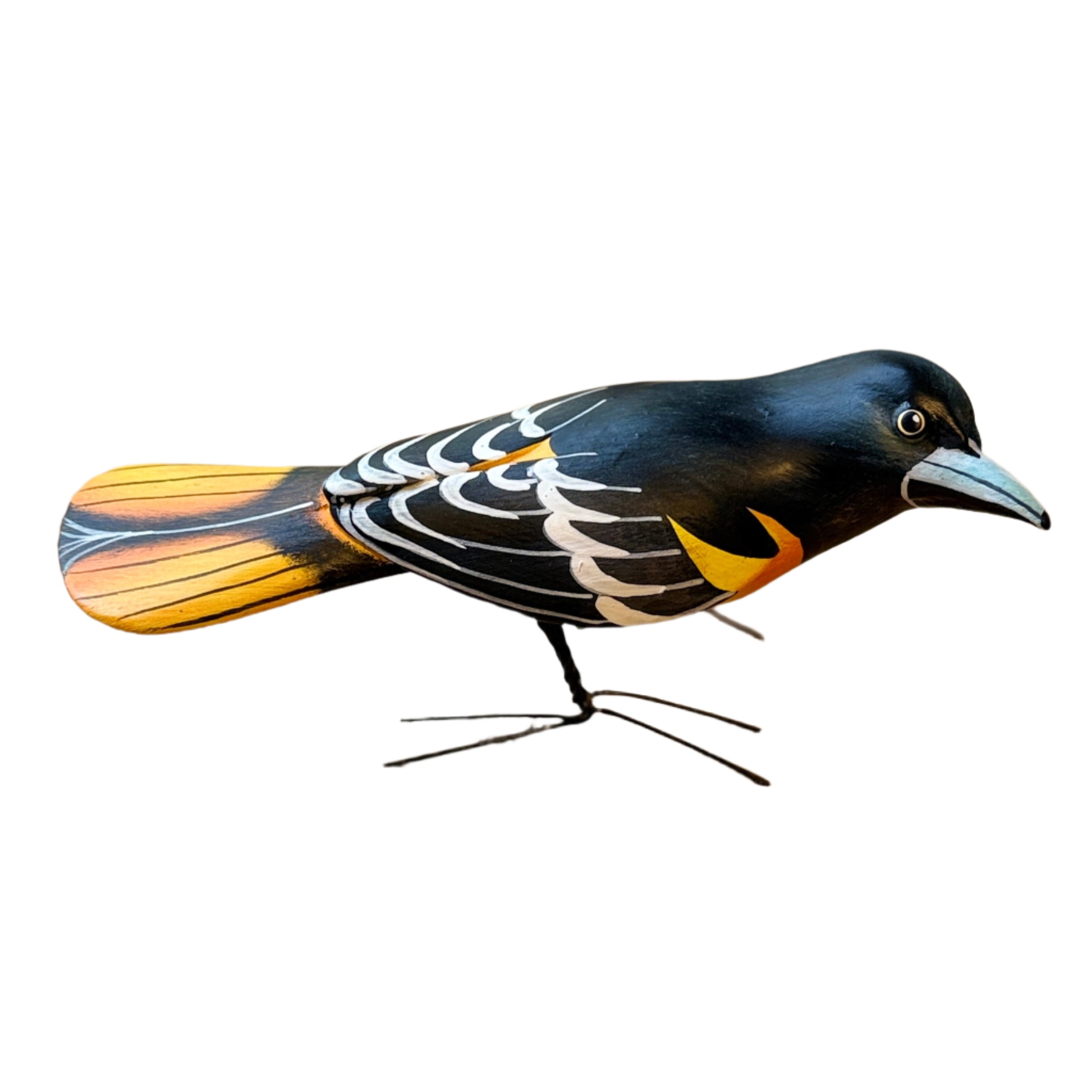 Baltimore Oriole Painted Ceramic Bird Guatemala