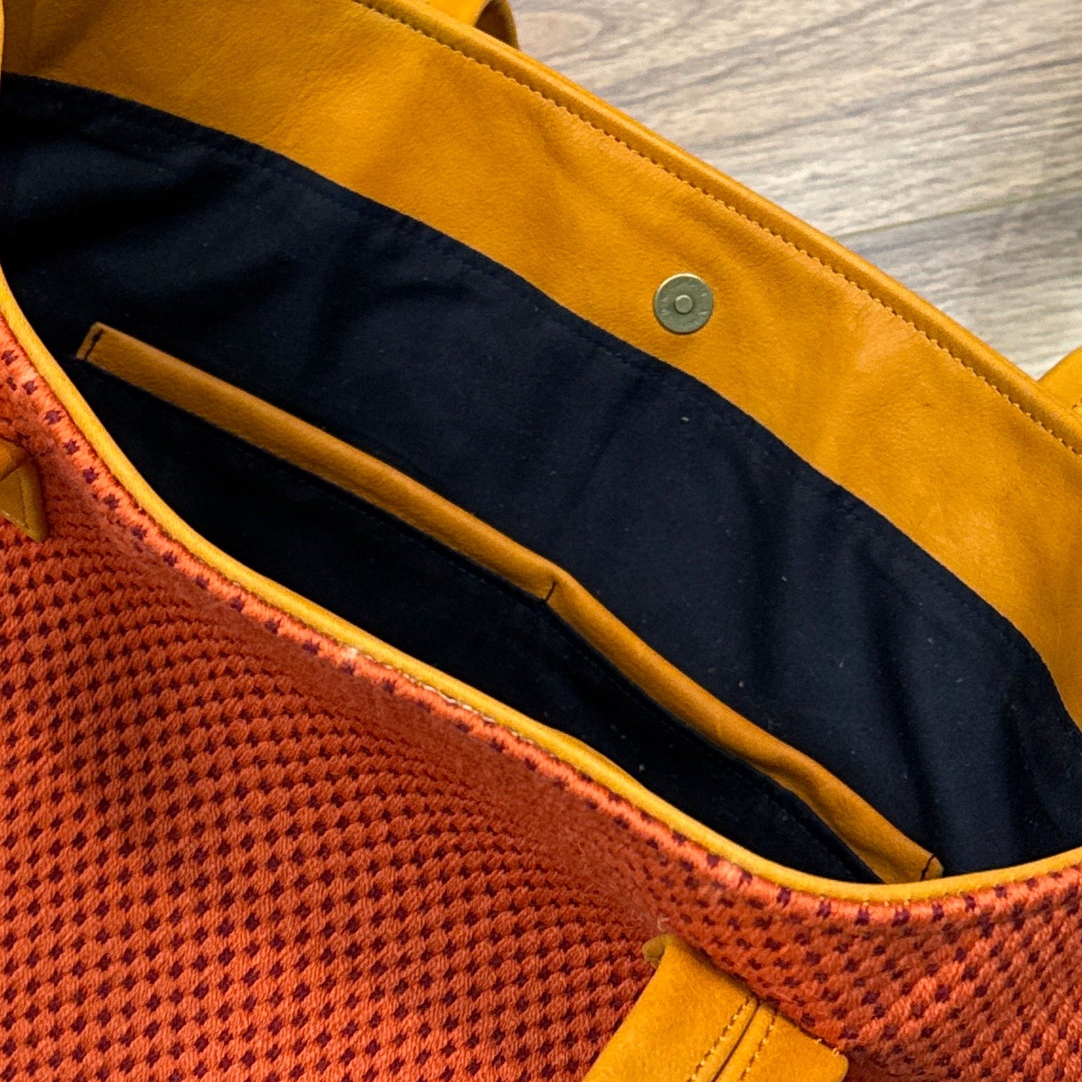 Handmade Woven Leather Magenta Tote Bag Peru