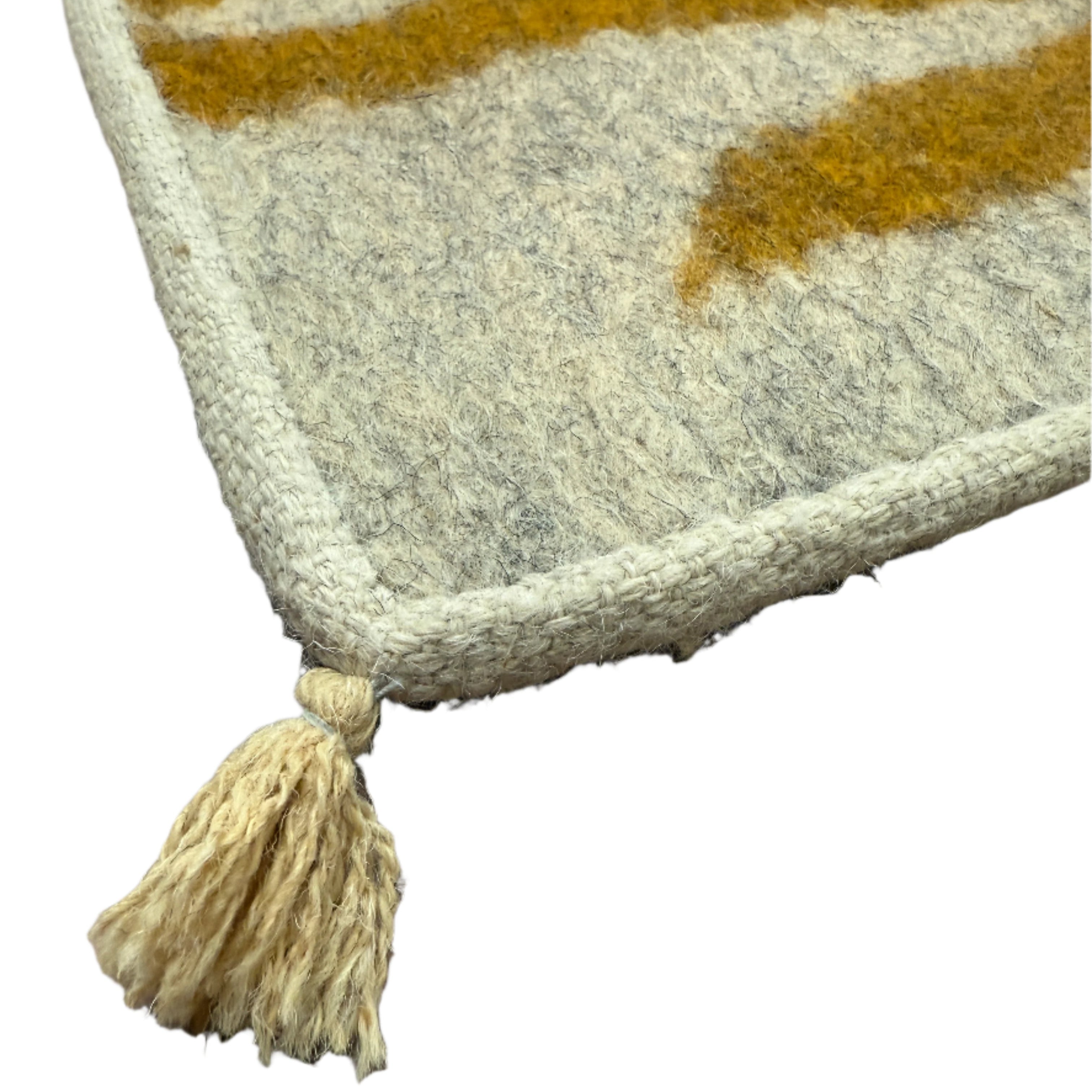 Handmade Wool Felt Pony Ochre Rug Afghanistan (30x48)
