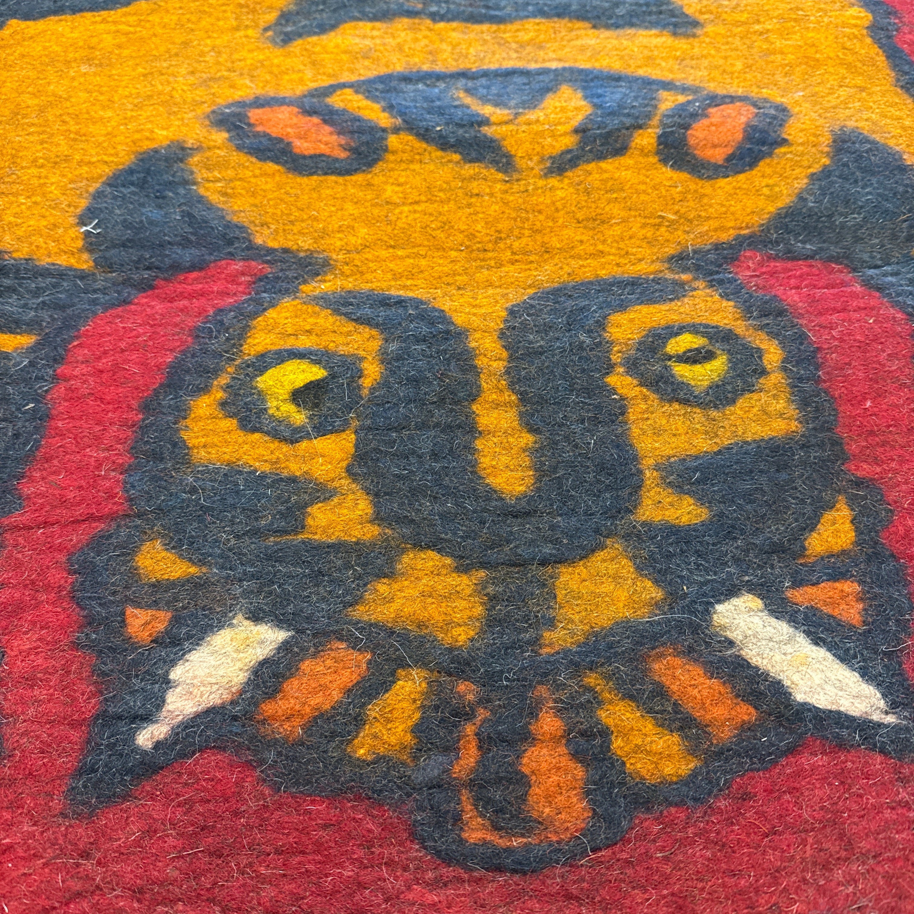 Handmade Wool Felt Orange Tiger Runner Afghanistan (30x72)