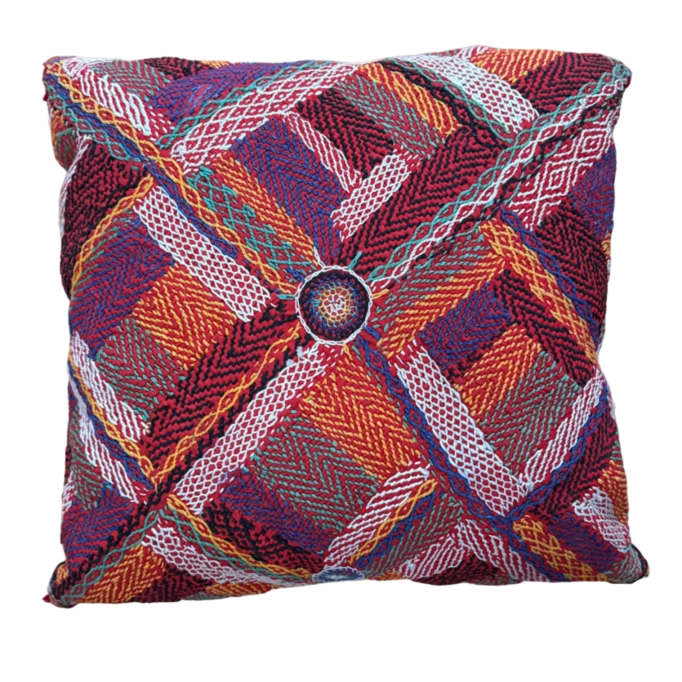 Hand Stitched Vintage Banjara Pillow India (17 x 17)
