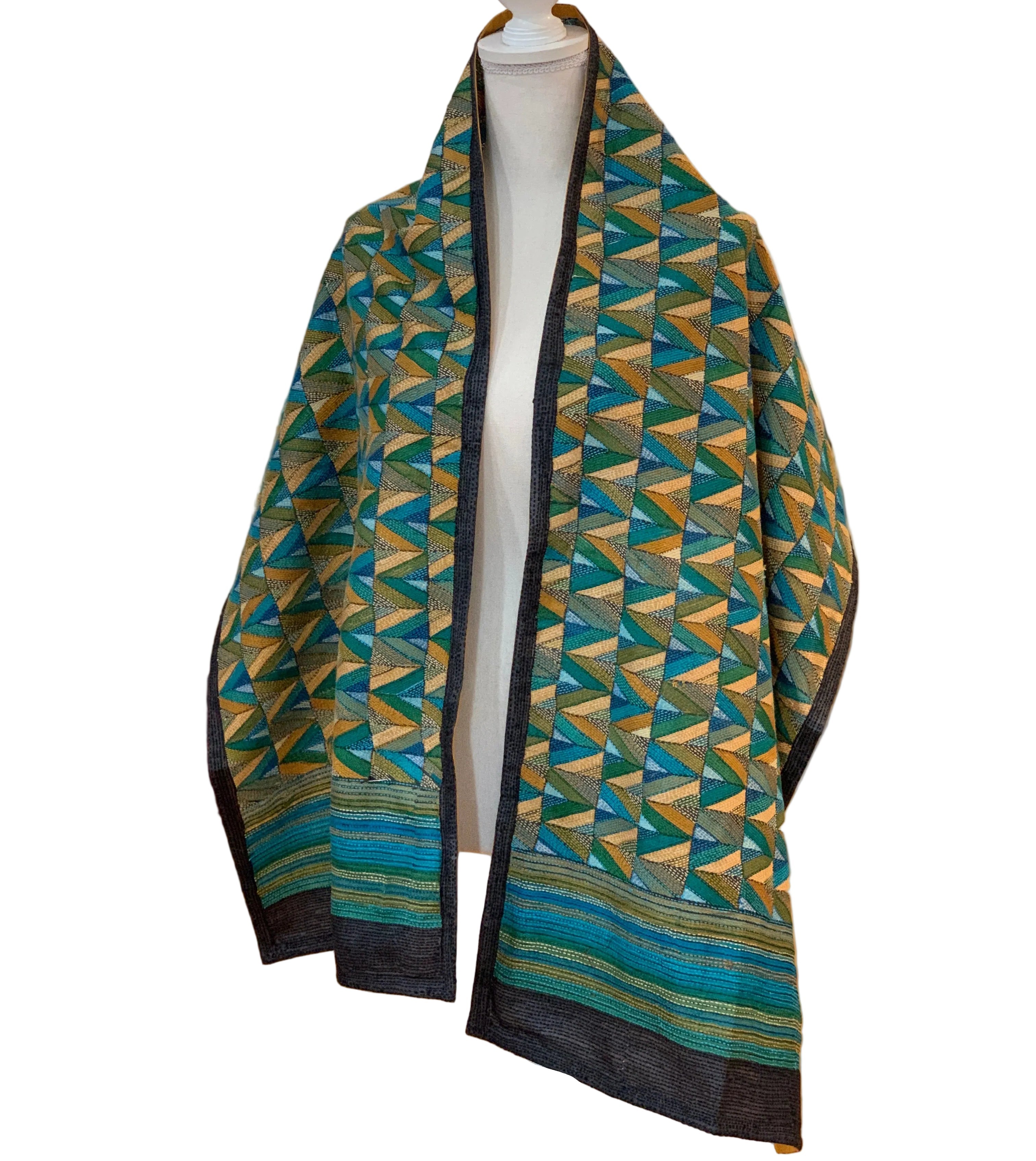 Kantha Stitched Sea Prantik Scarf India