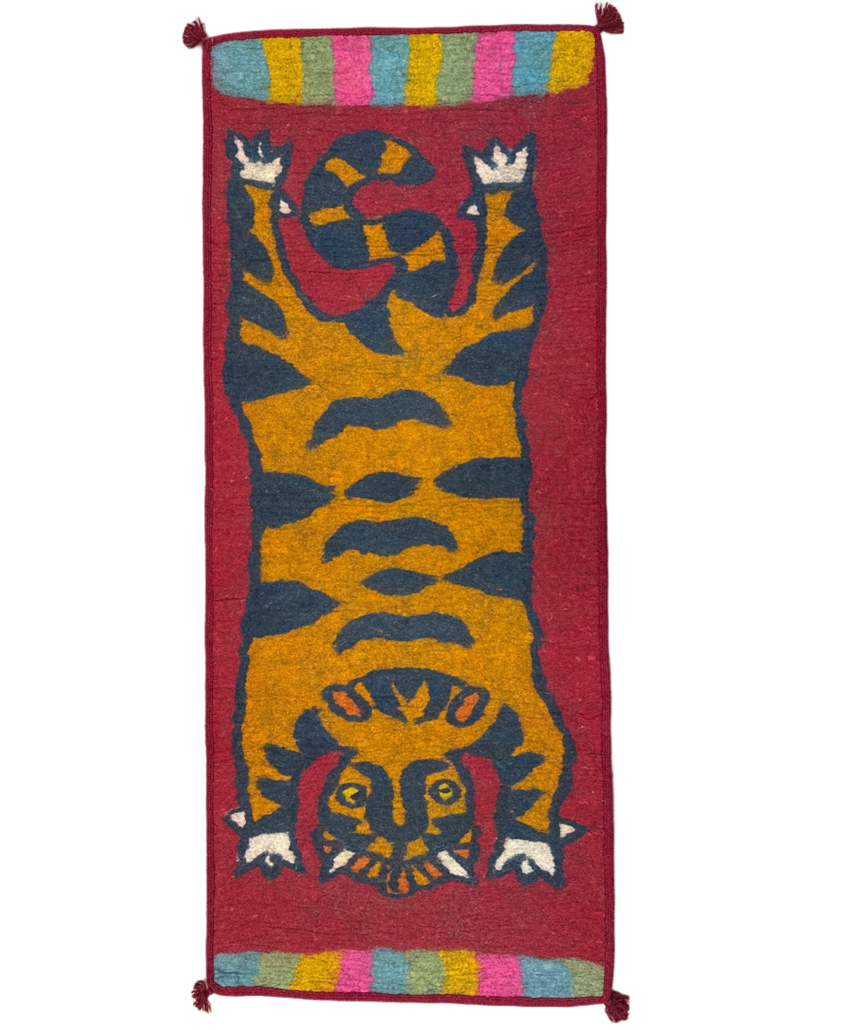 Handmade Wool Felt Orange Tiger Runner Afghanistan (30x72)