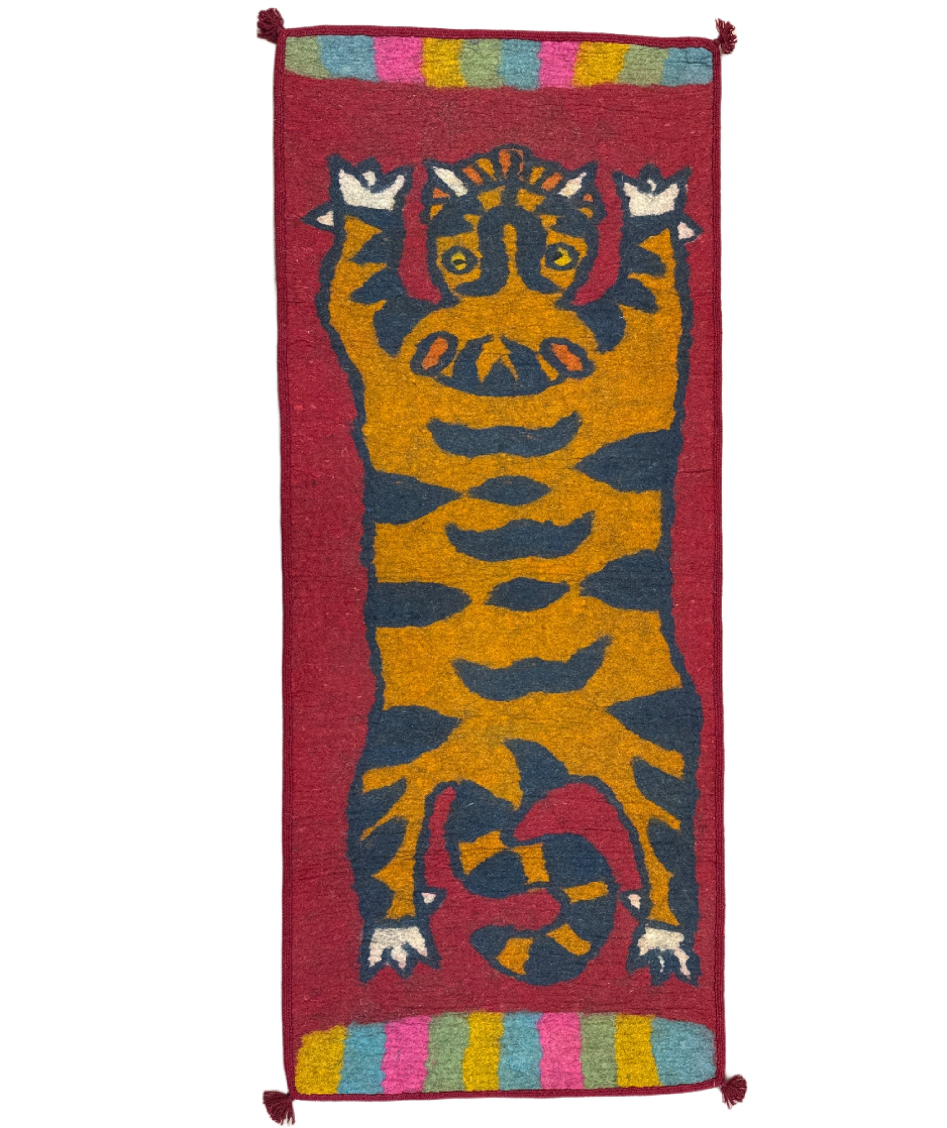 Handmade Wool Felt Orange Tiger Runner Afghanistan (30x72)