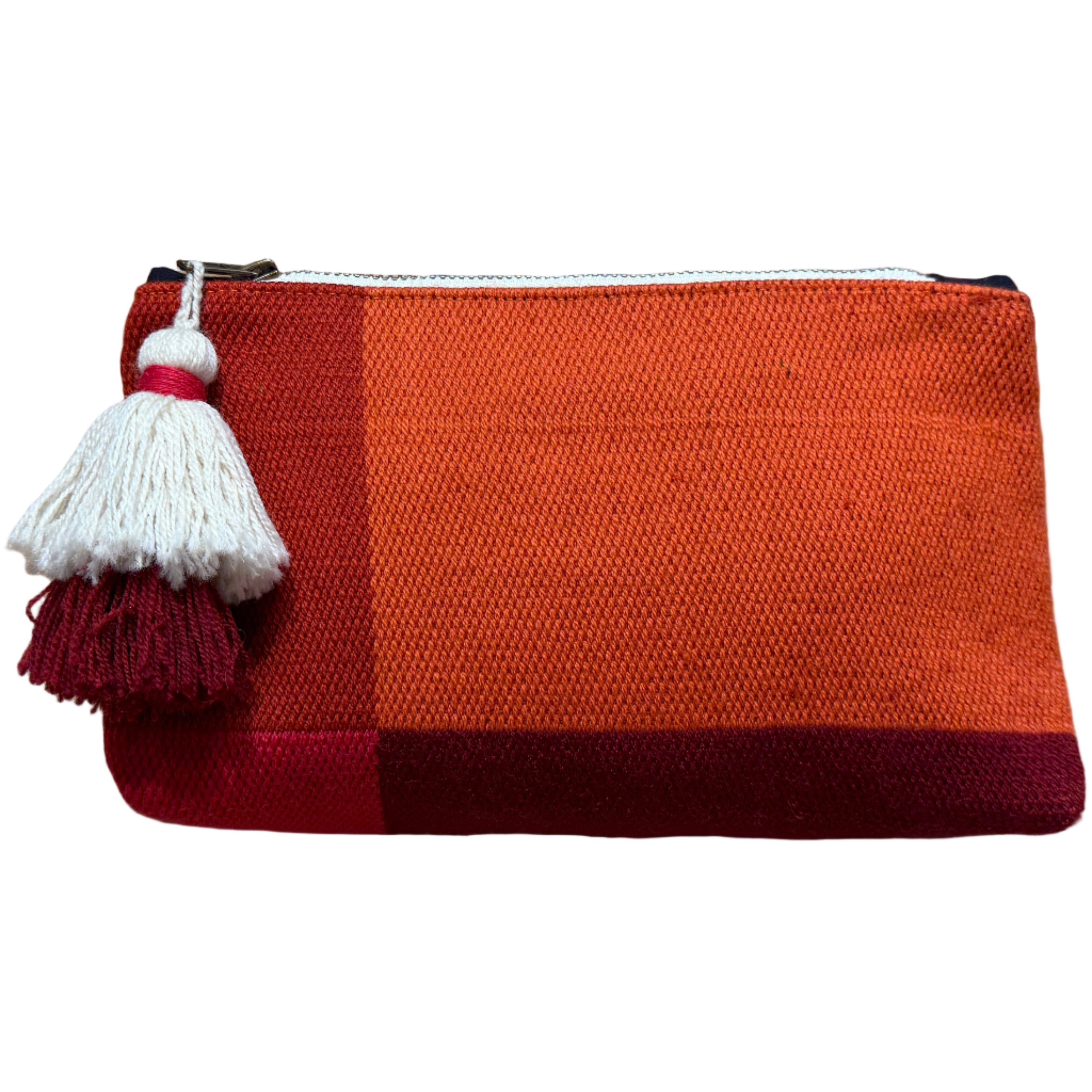 Handmade Woven Leather Magenta Cosmetic Bag Peru