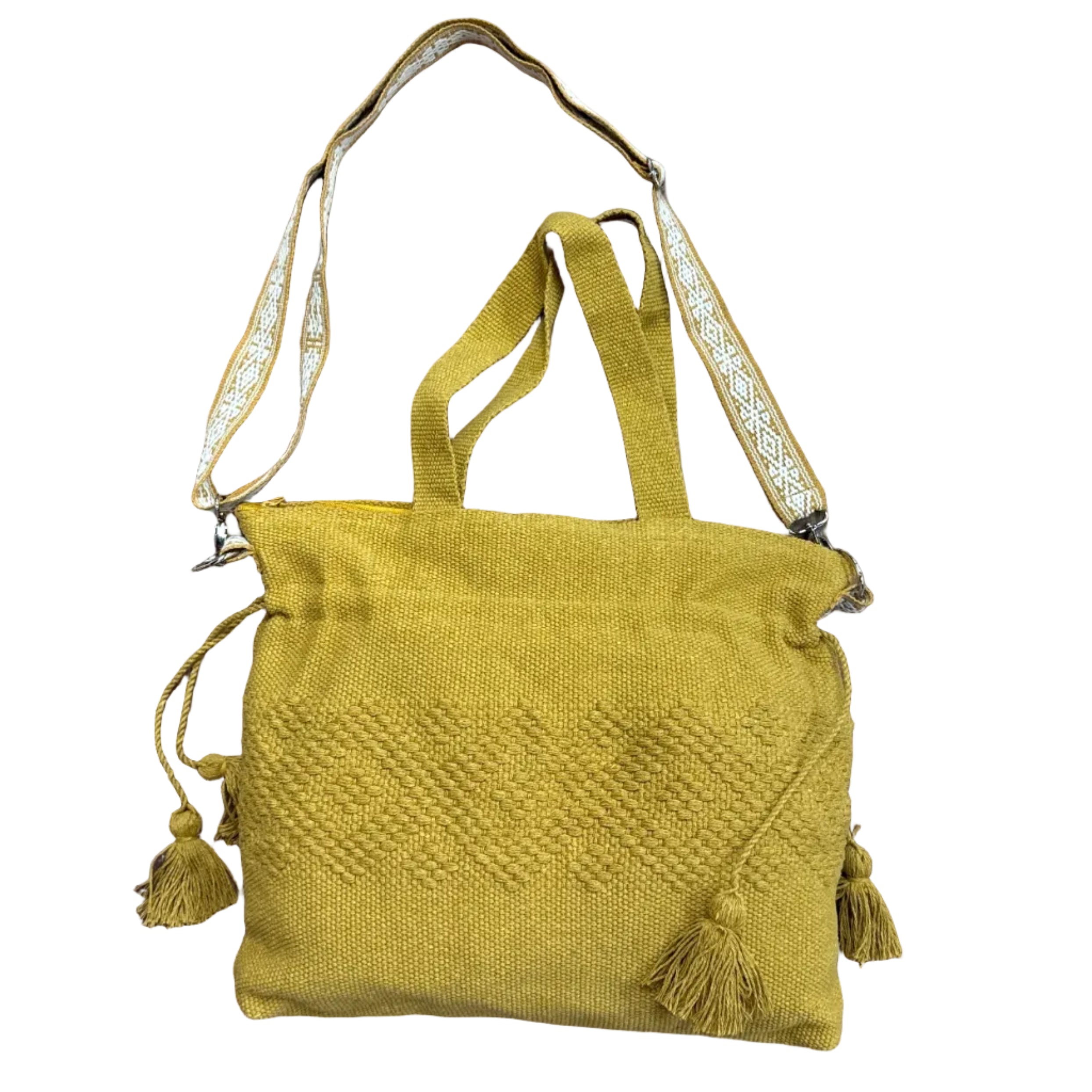 Handwoven Jalieza Cotton Goldenrod Satchel Mexico