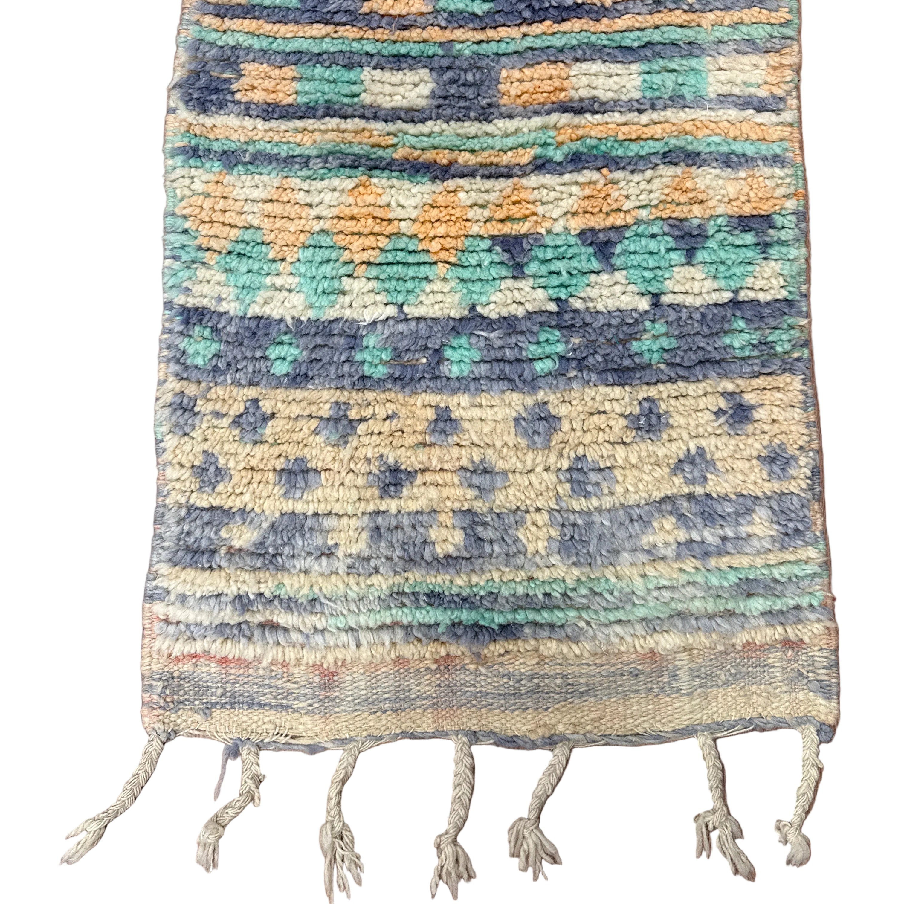 Handwoven Boujaad Wool Runner Morocco (27" x 122")