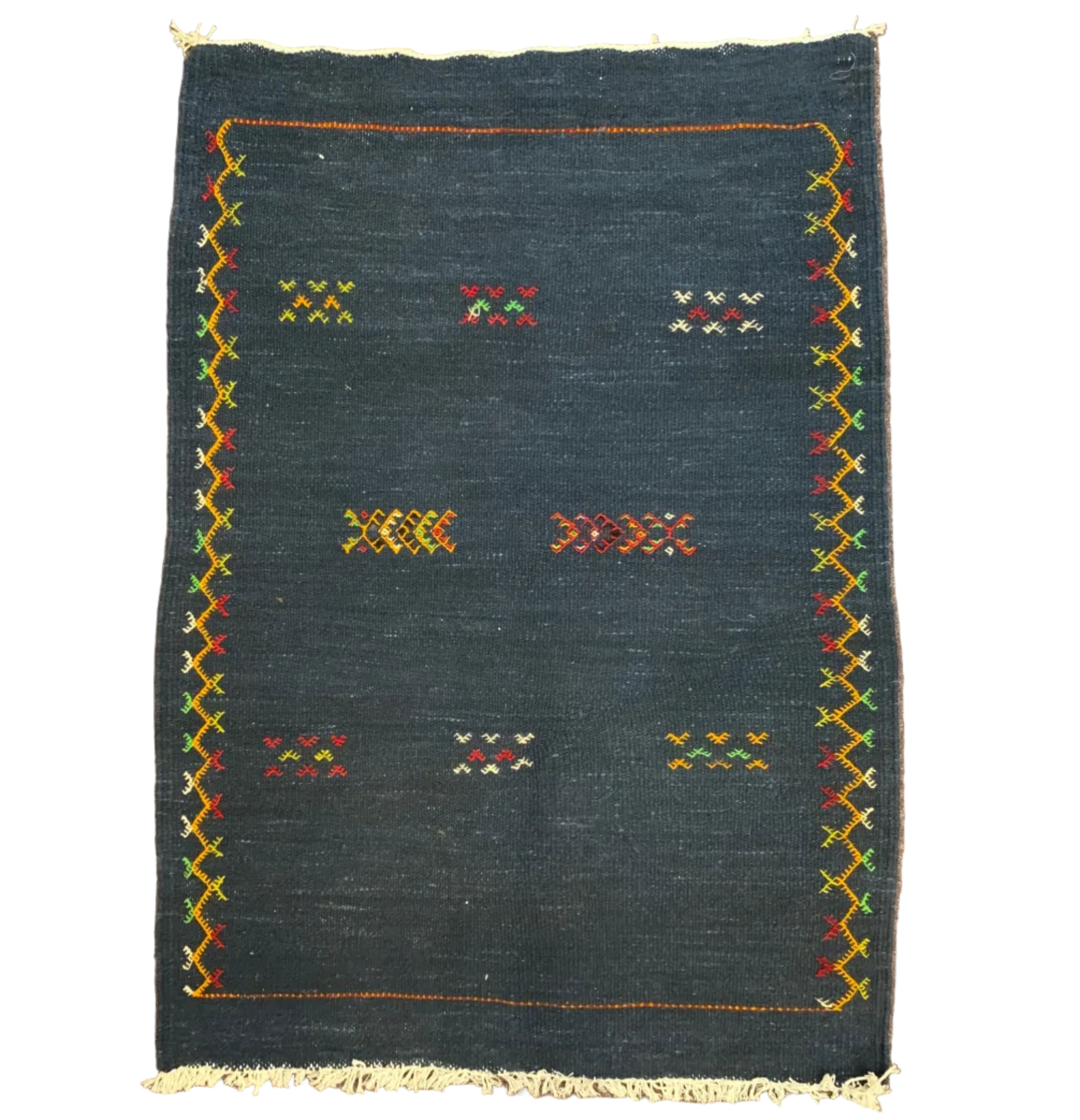 Handwoven Small Akhnif Indigo Wool Rug