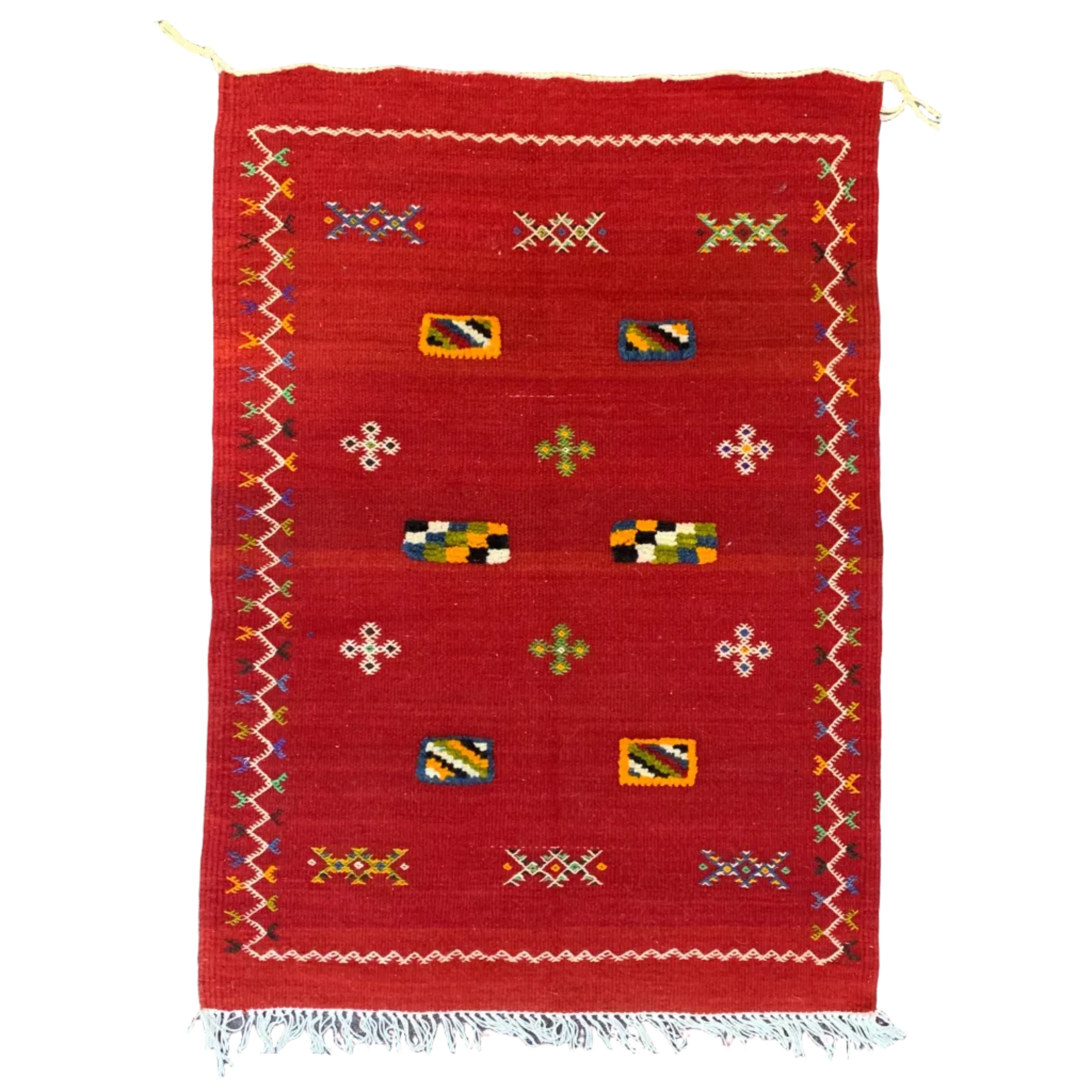 Handwoven Small Akhnif Red Wool Rug