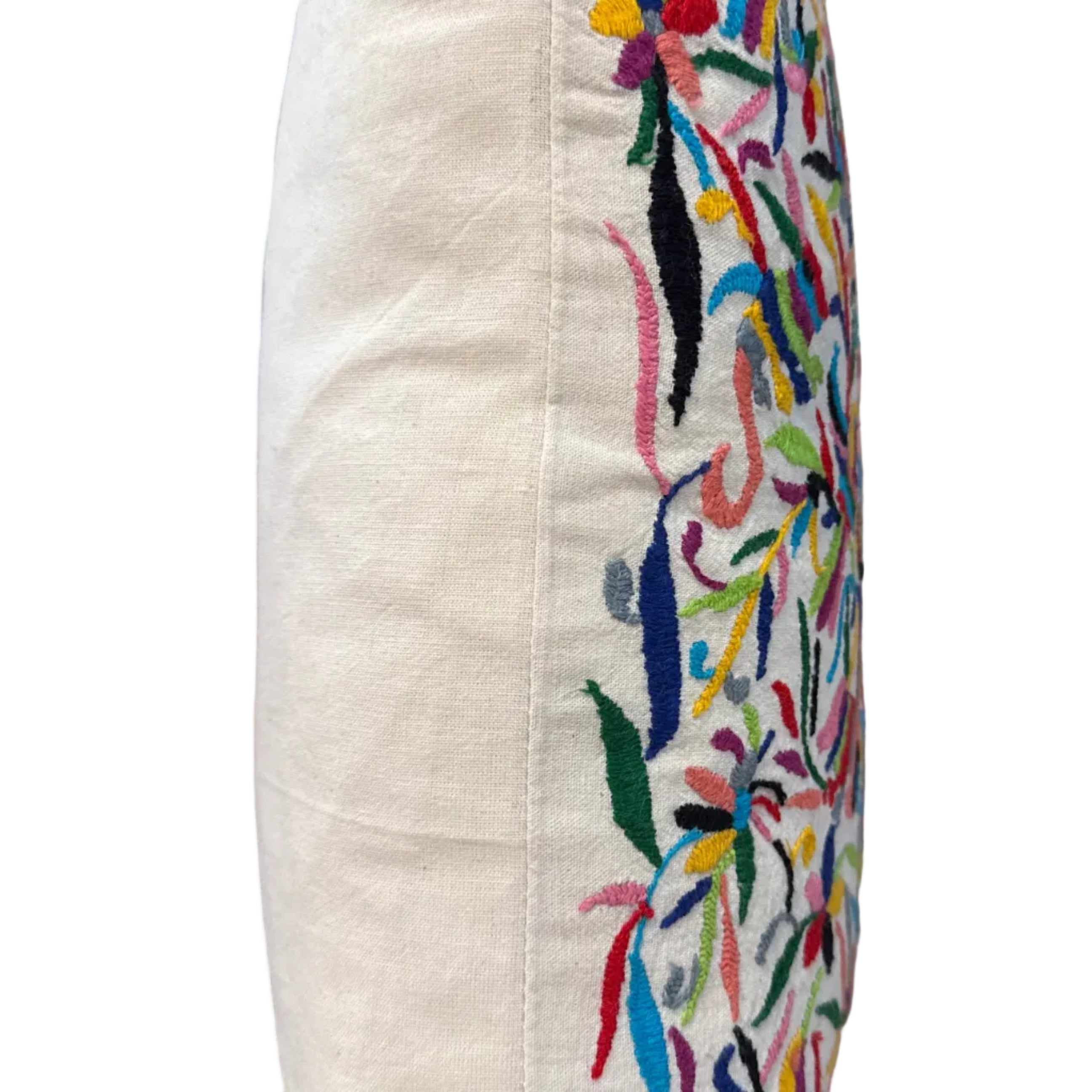 Otomi Hand Embroidered Colorful Pillow Mexico