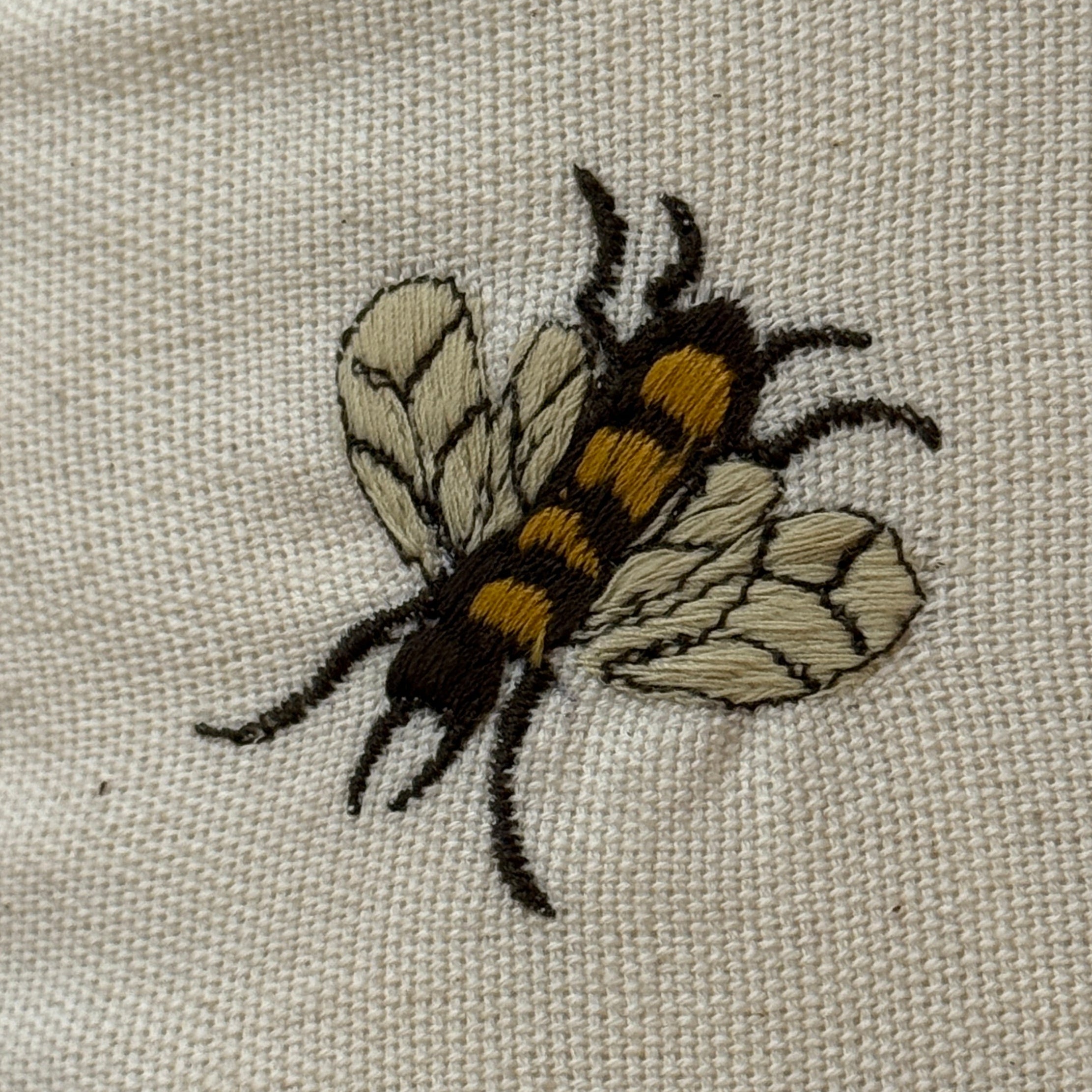 Embroidered Natural Bird & Bee Pillow Guatemala