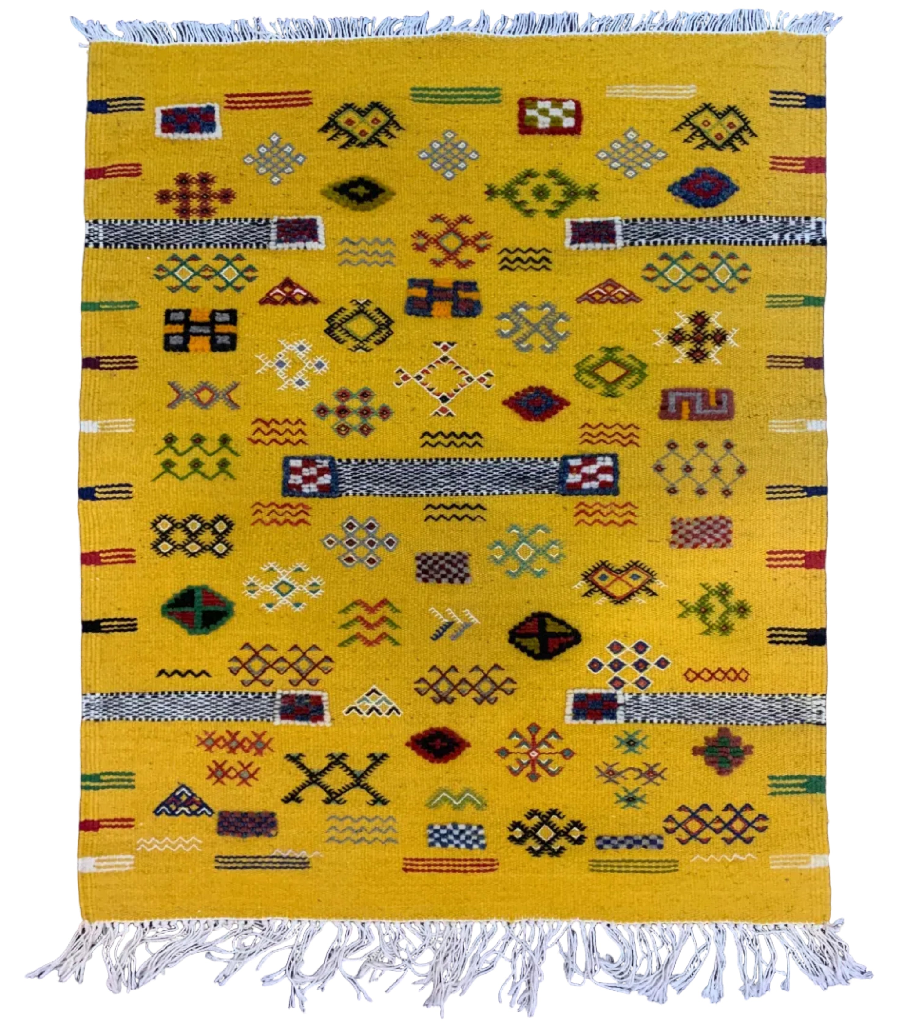 Handwoven Small Akhnif Mustard Wool Rug