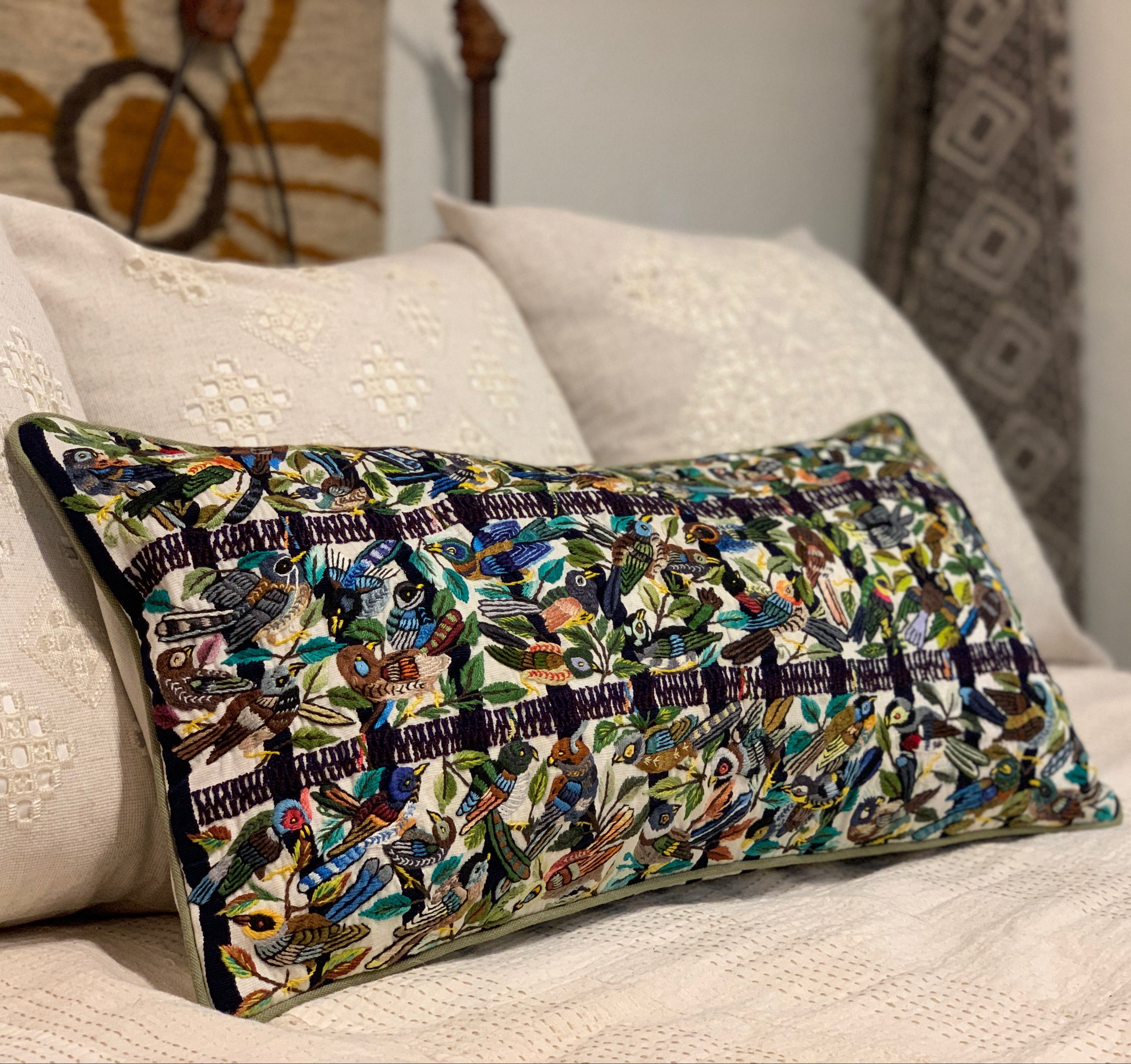Embroidered Sage Pantalones Lumbar Guatemala (13x24)