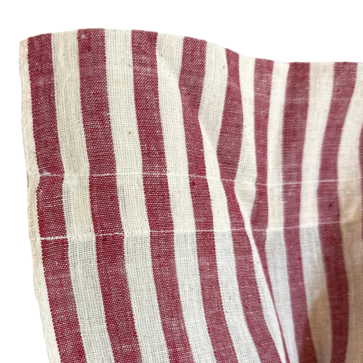 Handwoven Organic Cotton Red Awning Curtain Pair India
