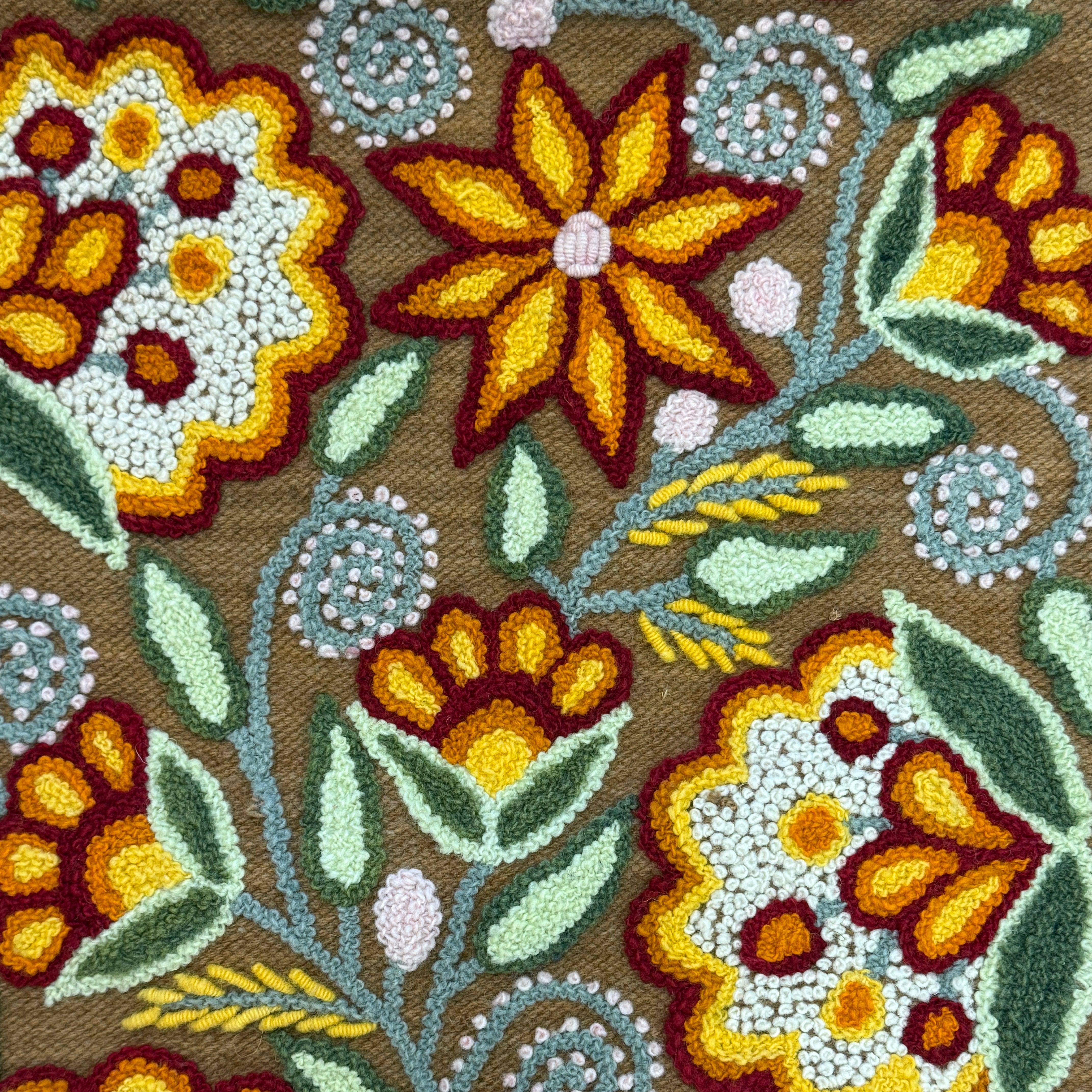 Embroidered Orange Wool Table Runner Peru