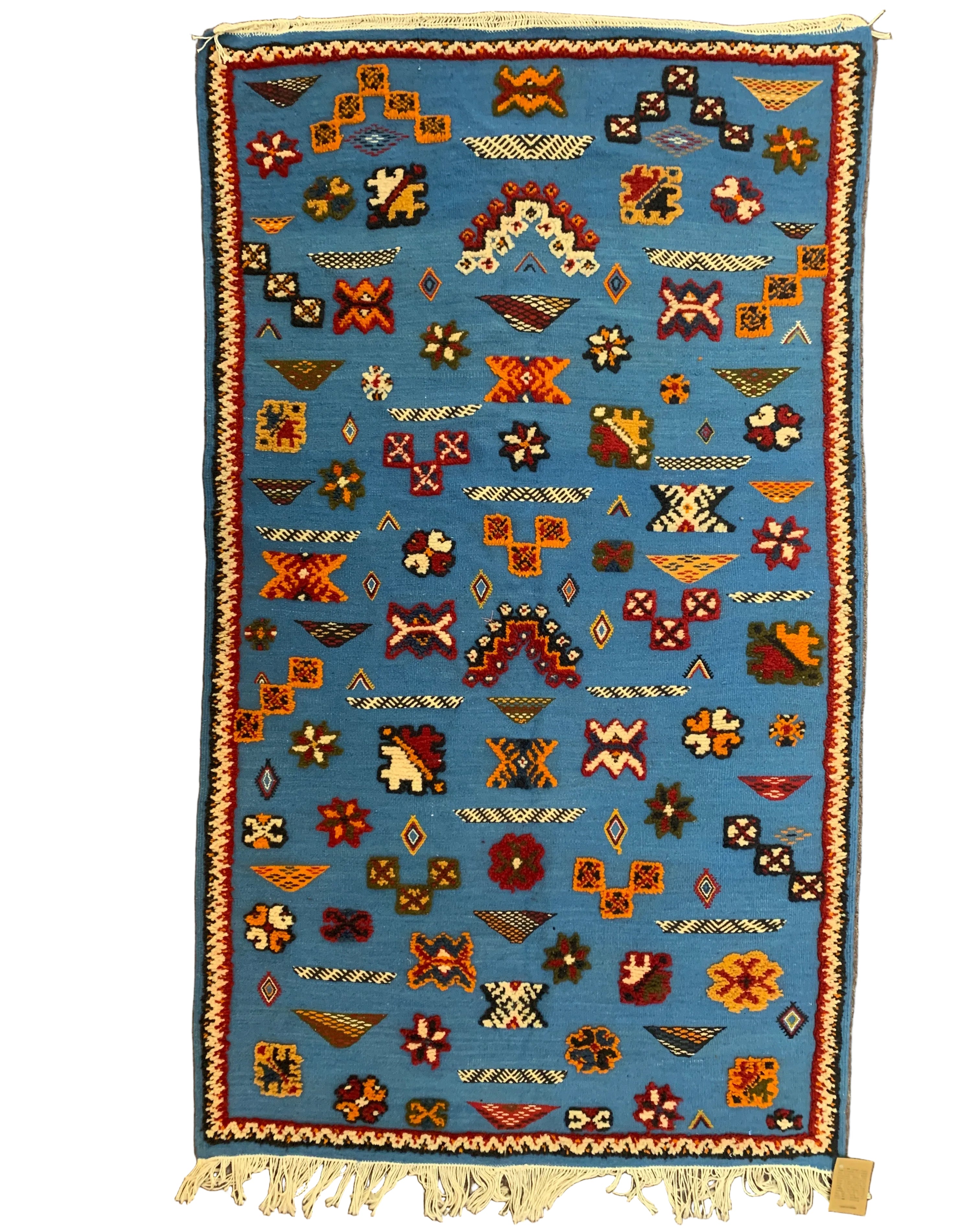 Handwoven Akhnif Knotted Blue Wool Rug (4x6.5)