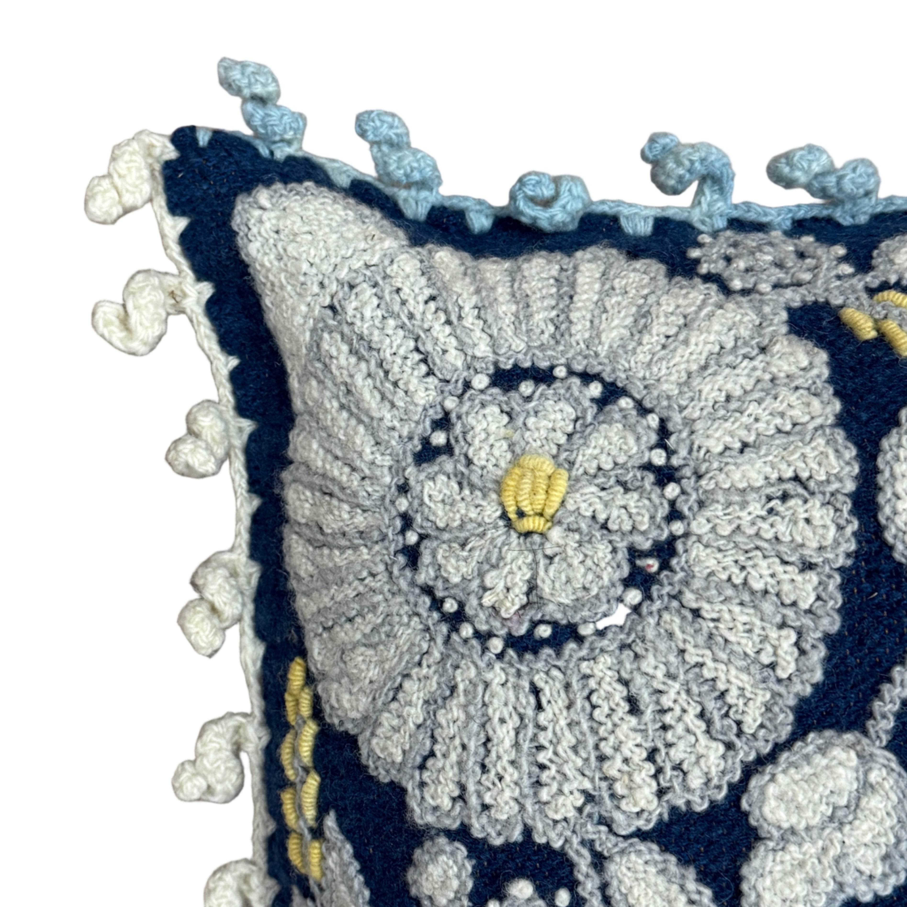 Embroidered Floral Wool Pillow Peru (18x18)