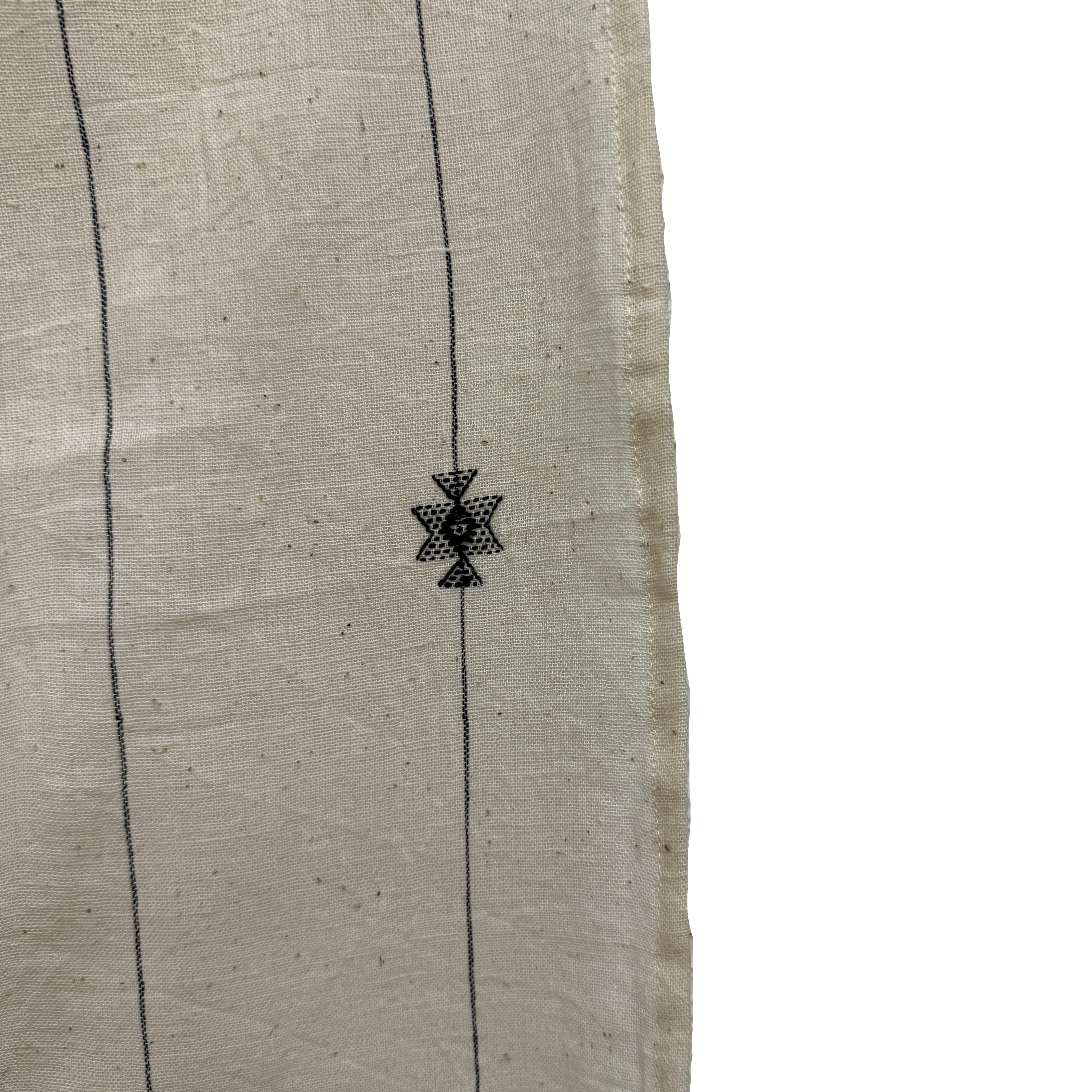 Handwoven Organic Cotton With Inlay Cafe Curtain White & Blue India