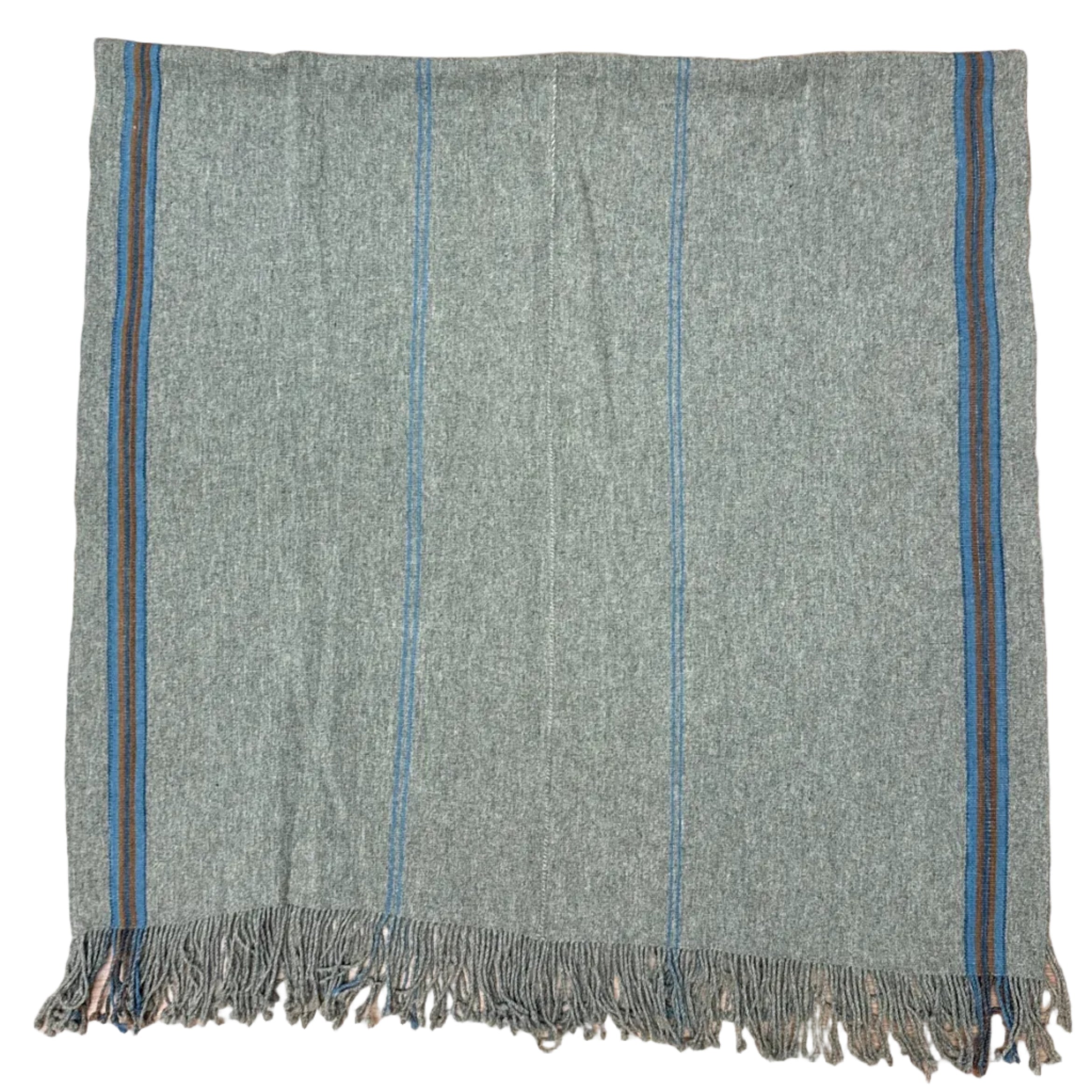 Handwoven Natural Dye Grey Wool Throw Mexico