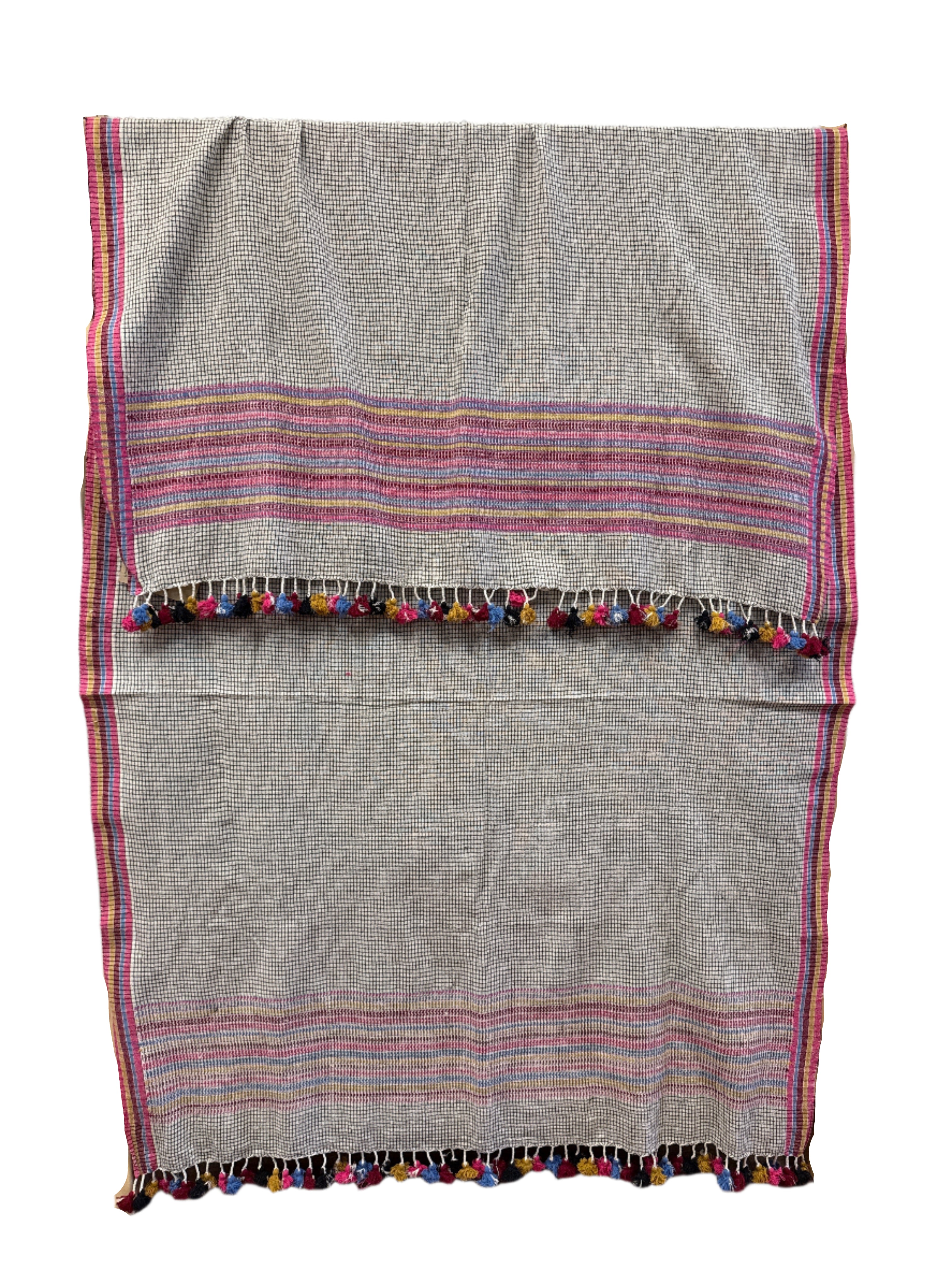 Handwoven Organic Cotton Checkered Dupatta Curtain/Throw India