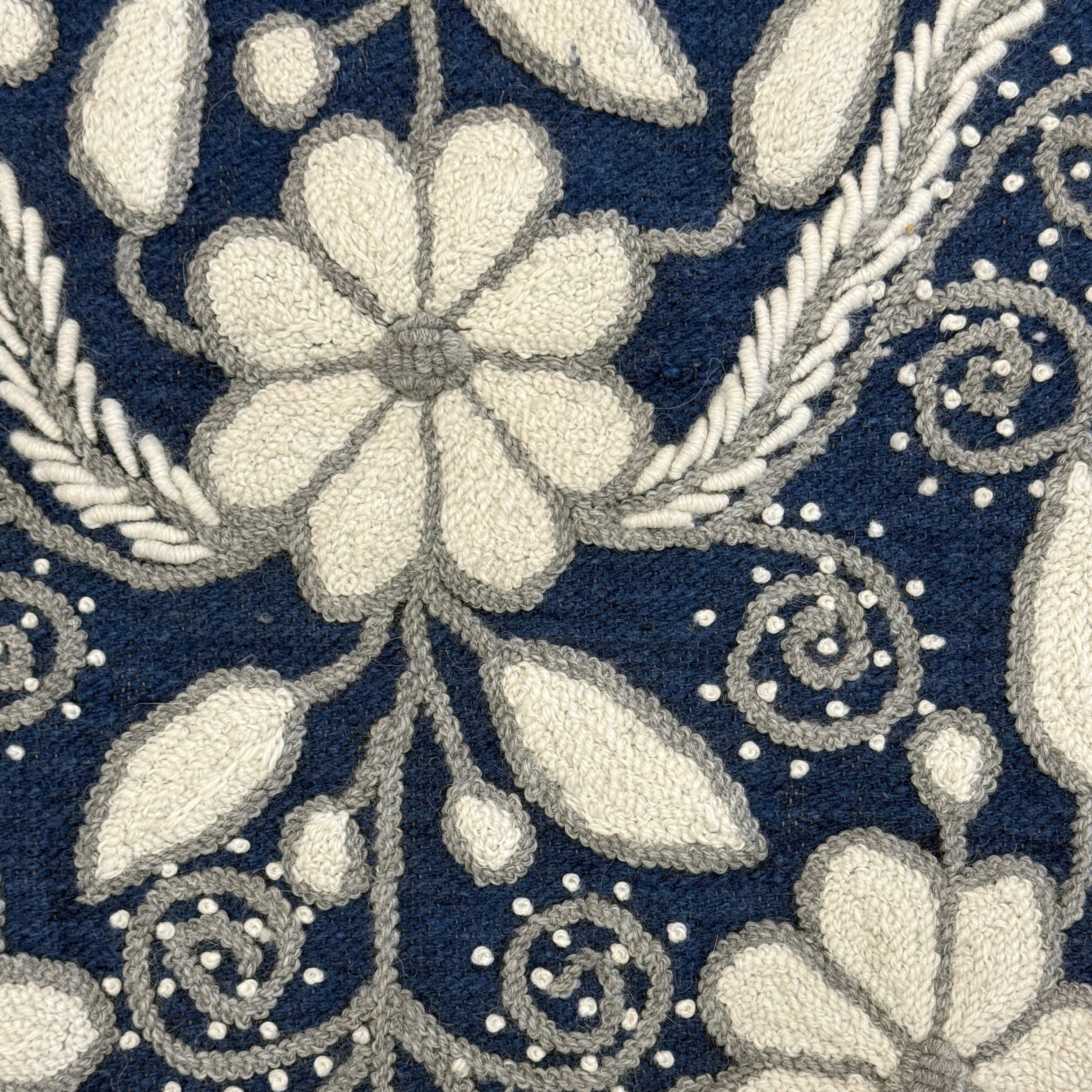 Embroidered Navy Wool Table Runner Peru