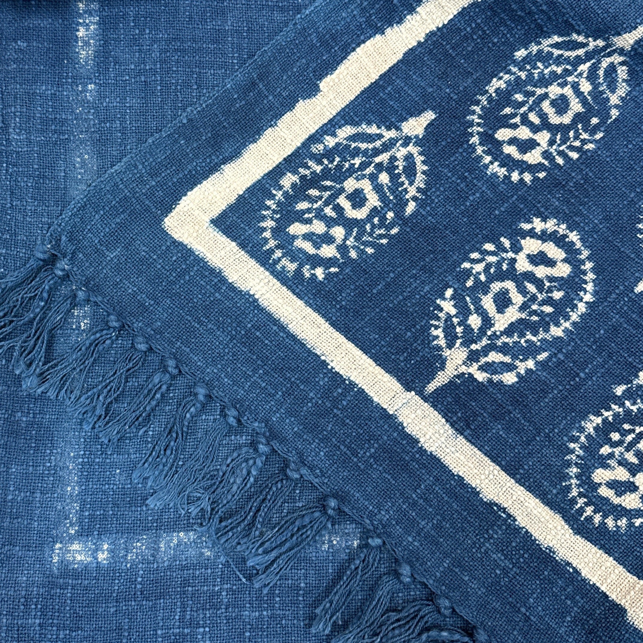 Handmade Block Printed Cobalt Indigo Throw India