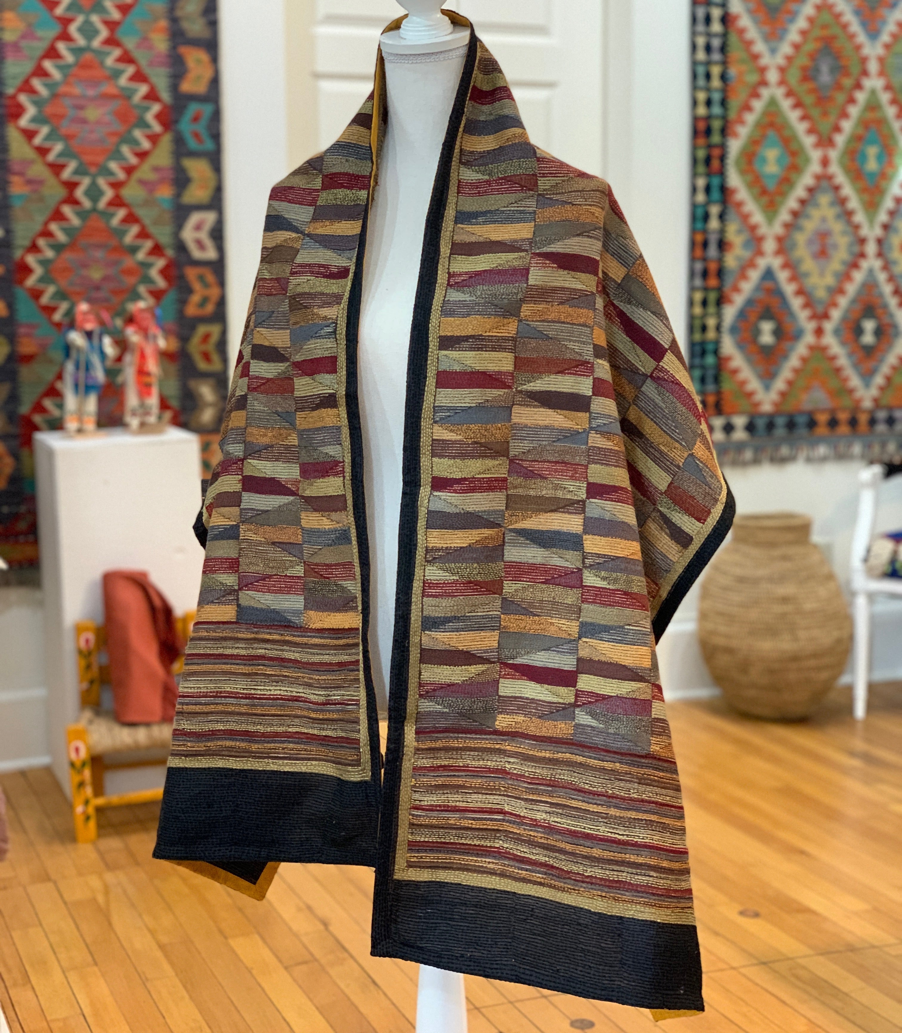 Kantha Stitched Earth Prantik Scarf India