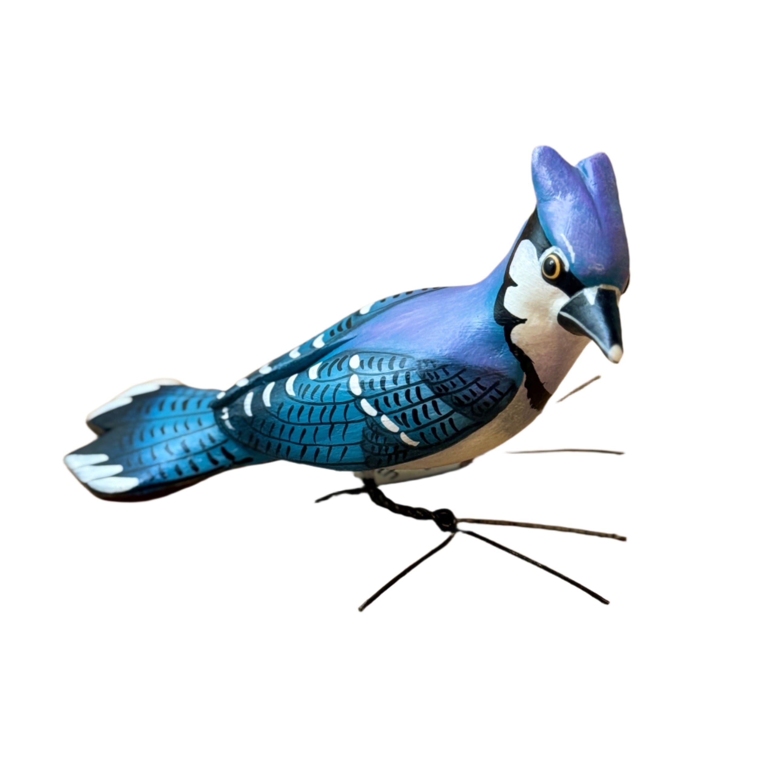 Blue Jay Painted Ceramic Bird Guatemala
