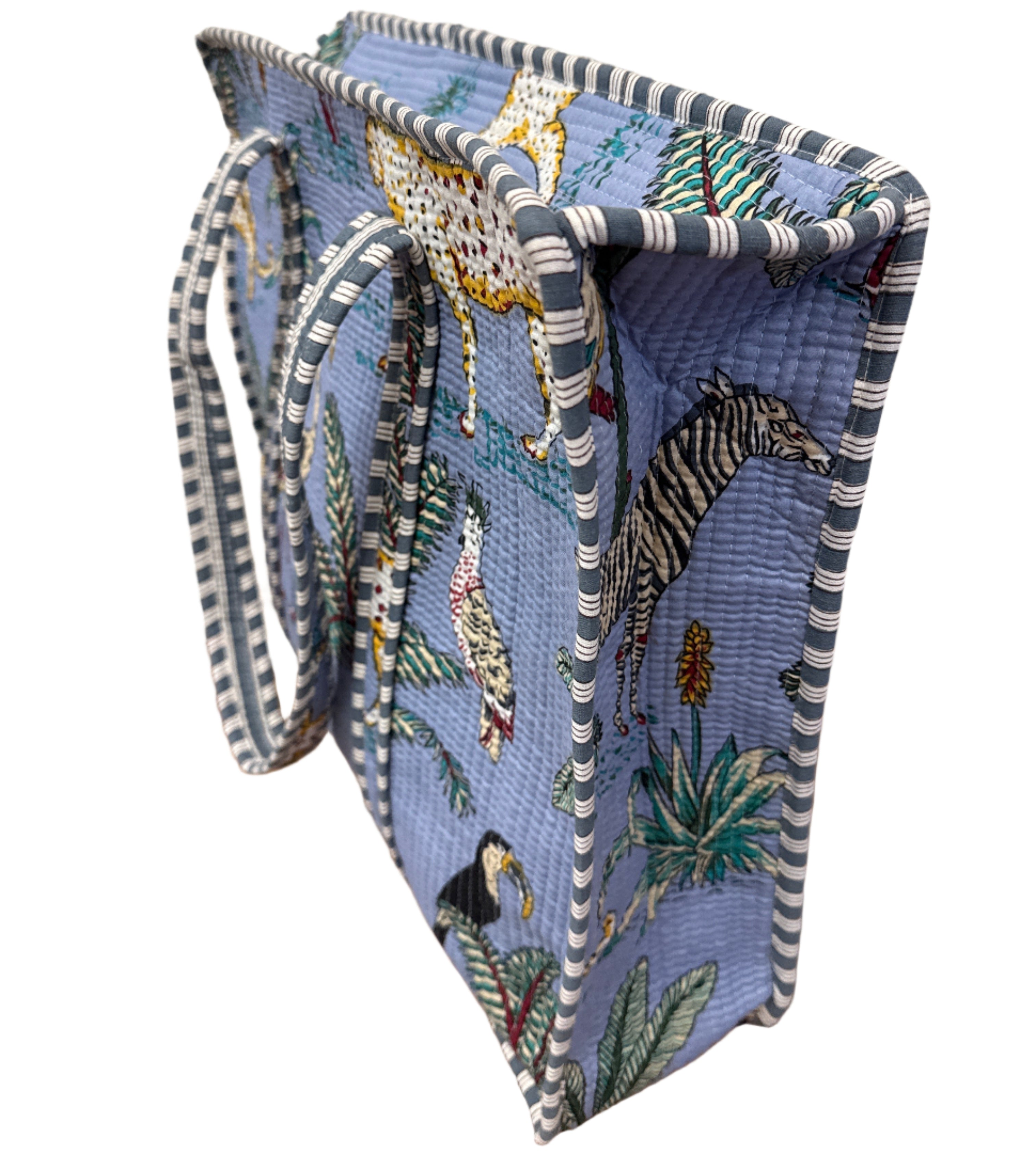 Hand Screen Printed Blue Tote Bag India