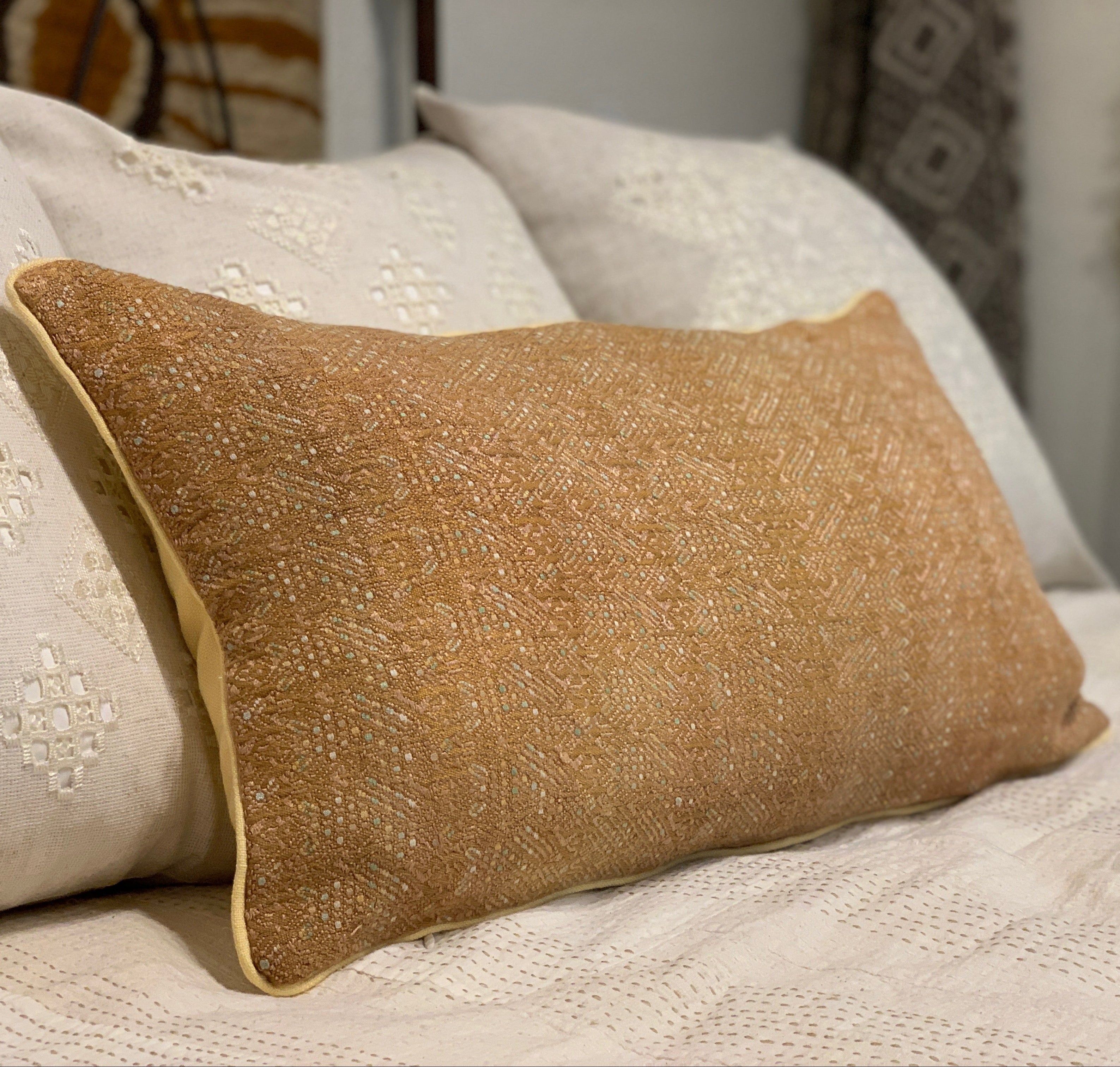 Handwoven and Embroidered Najuala Lumbar Guatemala (13x23)