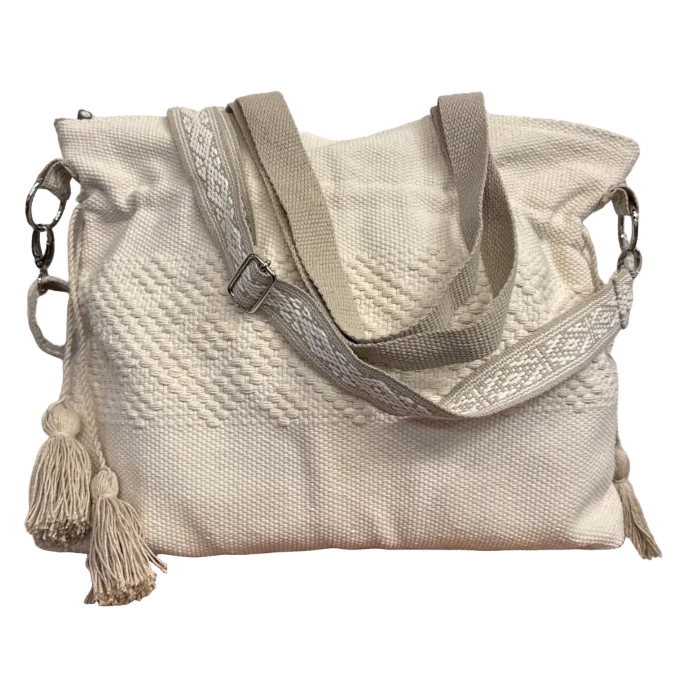 Handwoven Jalieza Cotton Natural Satchel Mexico
