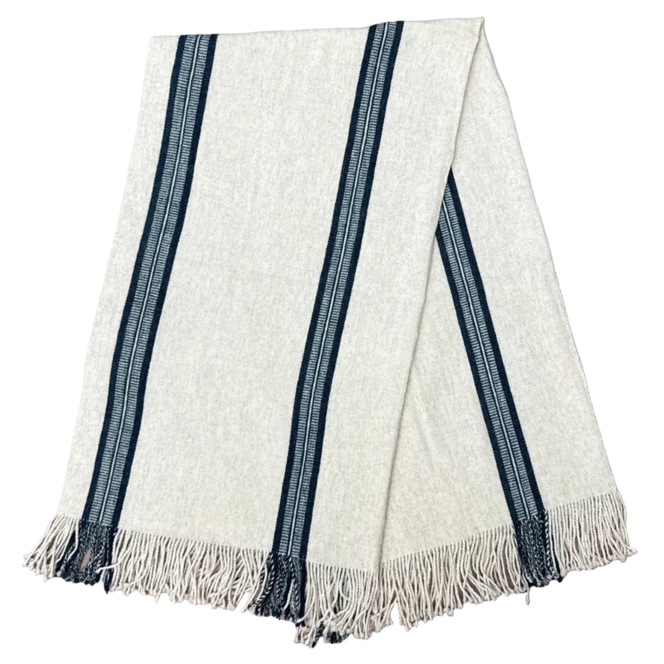 Handwoven Natural Dye Cream Wool Throw Mexico