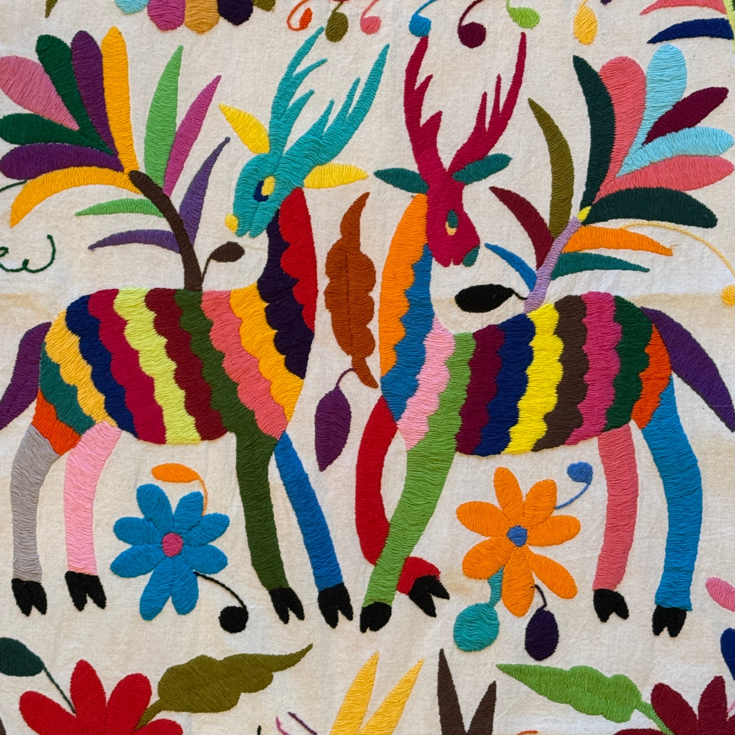 Embroidered Otomi Birds Table Runner Mexico