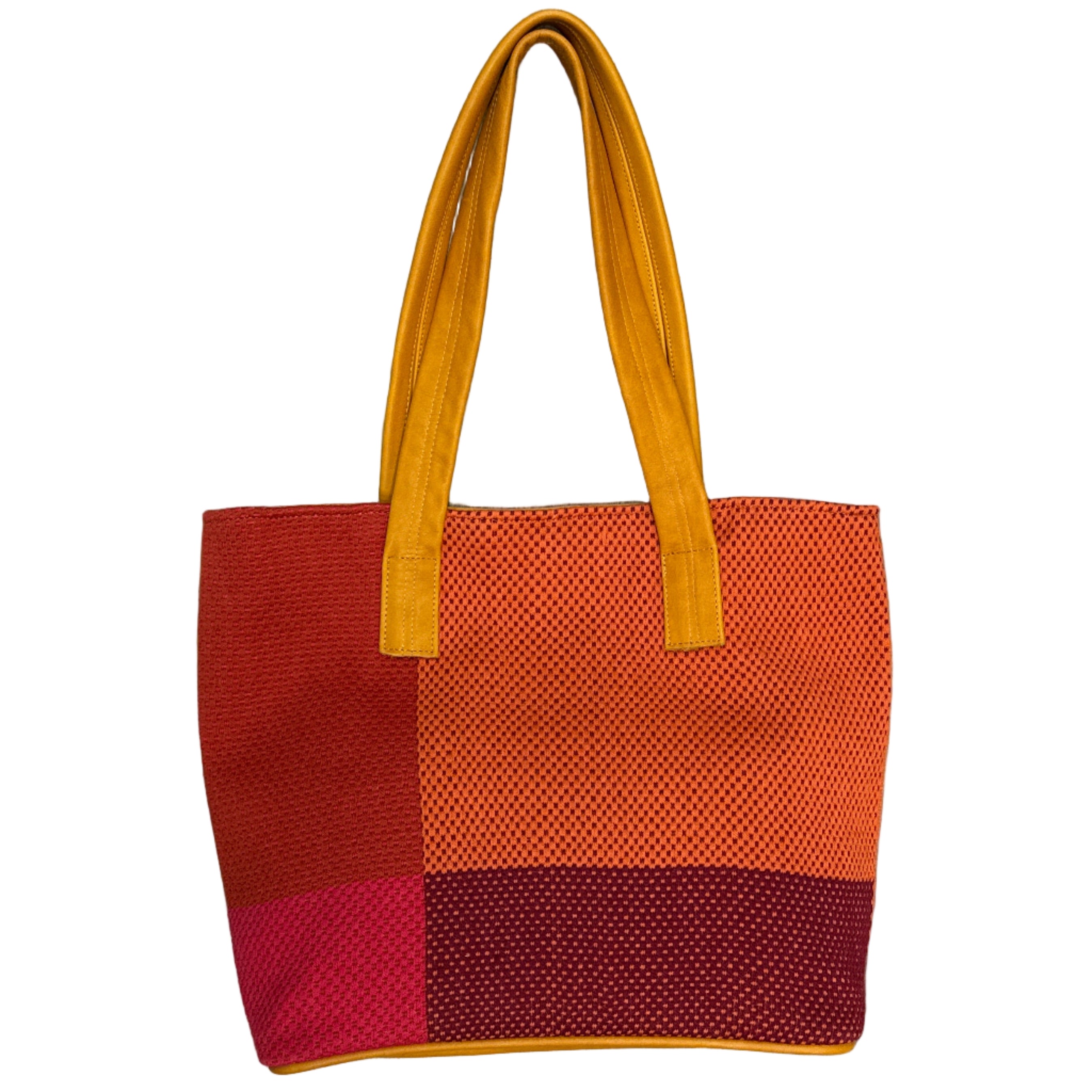 Handmade Woven Leather Magenta Tote Bag Peru